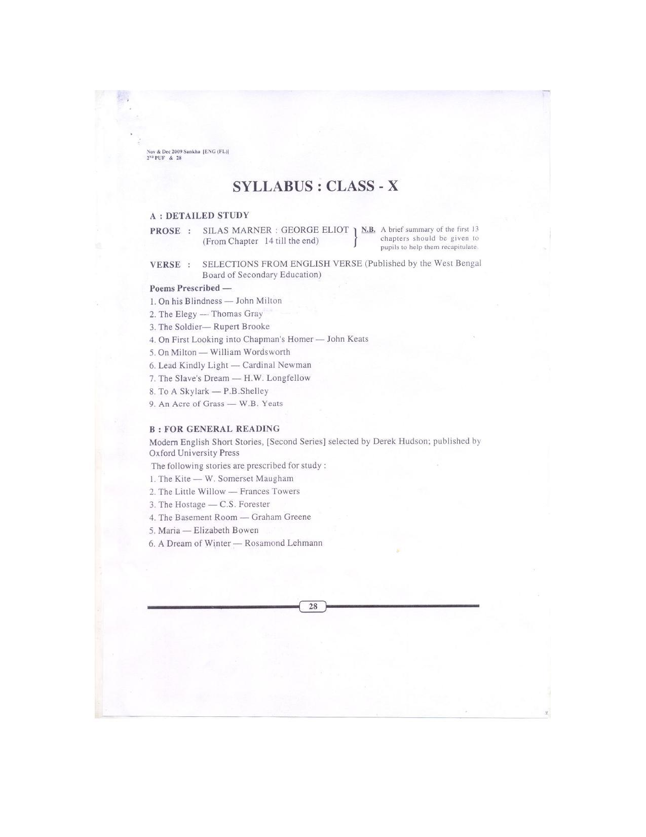 WBBSE Class 10th  Syllabus [English (FL- I )] - Page 5