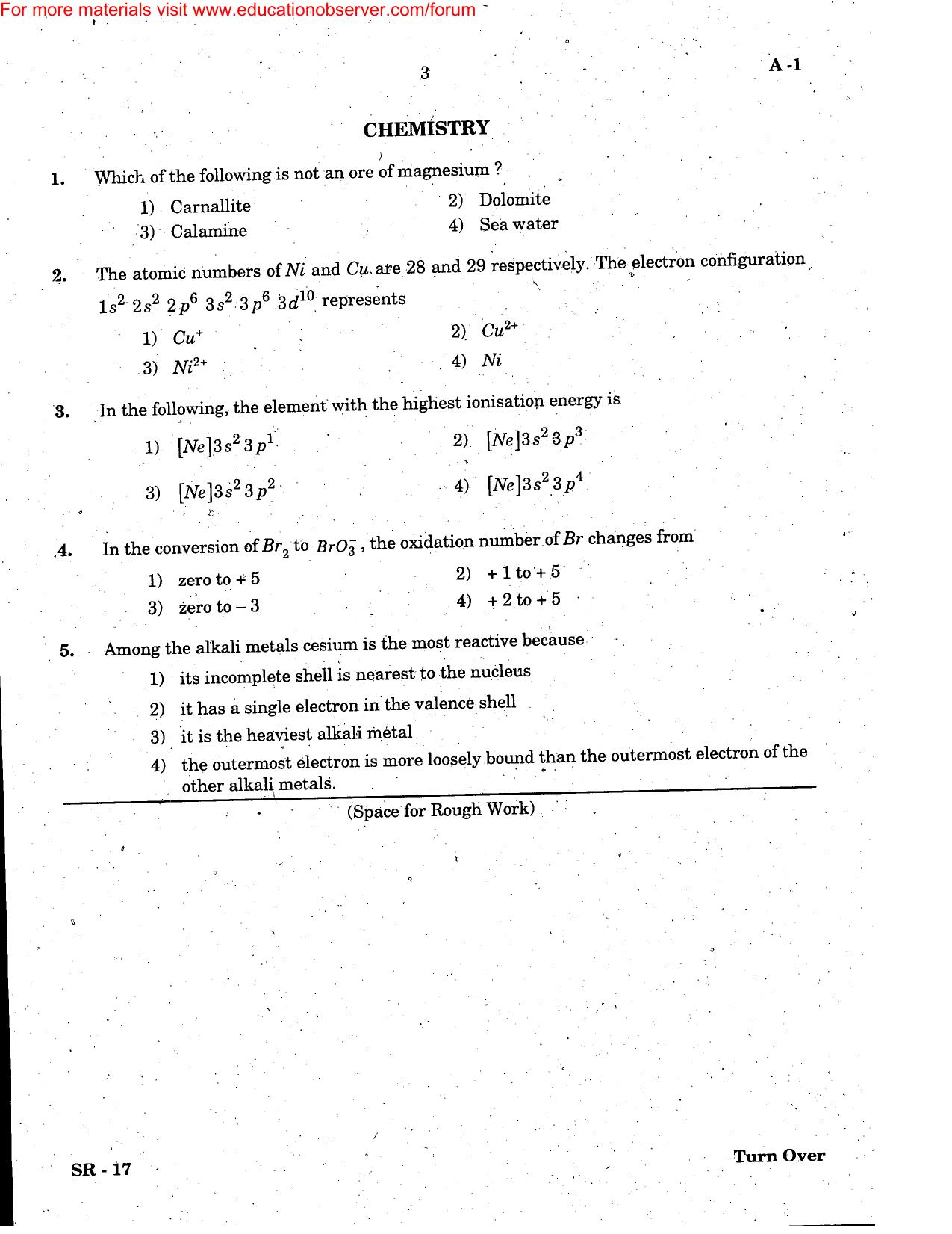 KEAM Paper II 2006 Question Paper - Page 3