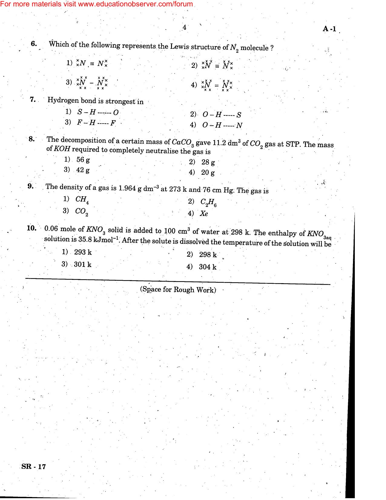 KEAM Paper II 2006 Question Paper - Page 4