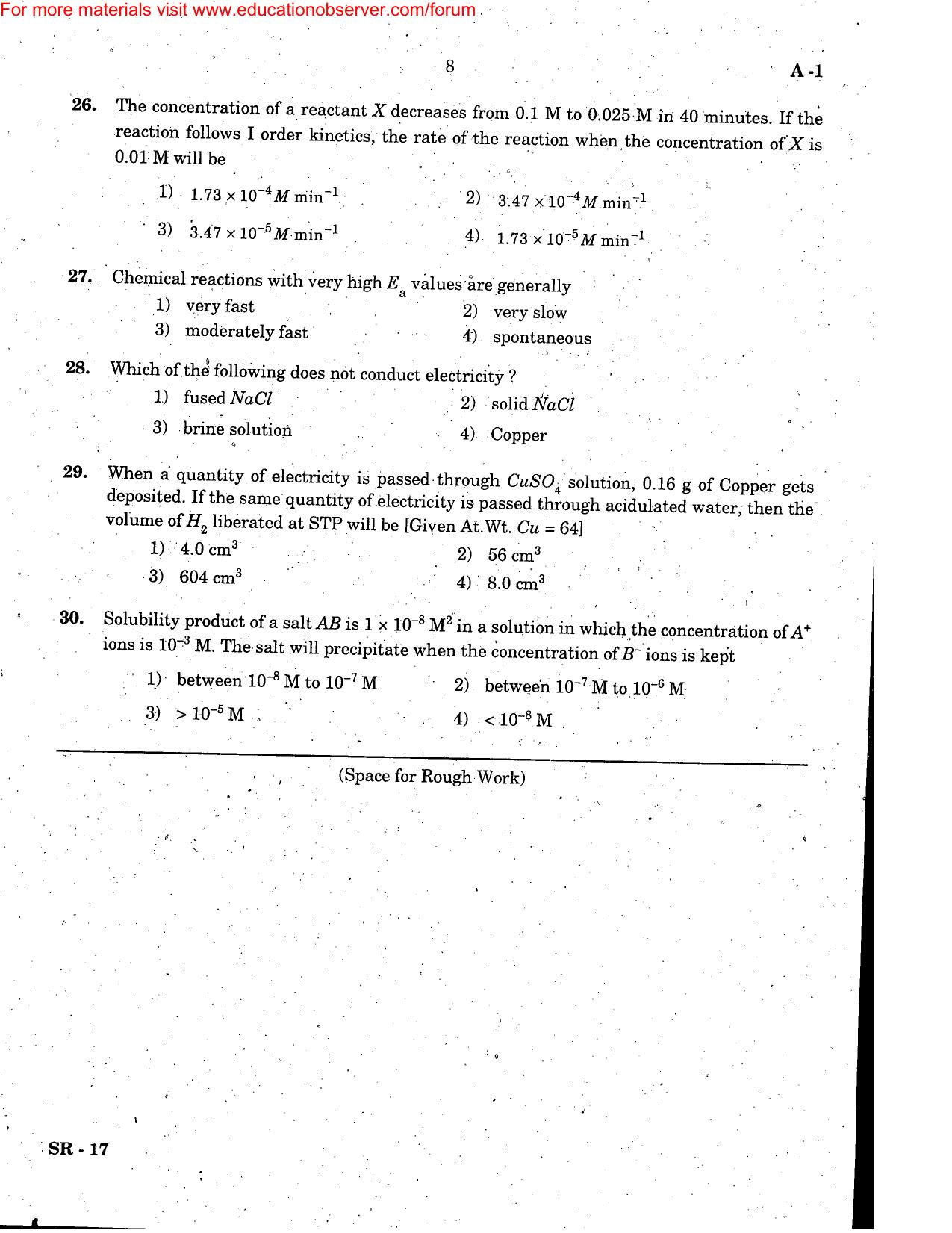 KEAM Paper II 2006 Question Paper - Page 8