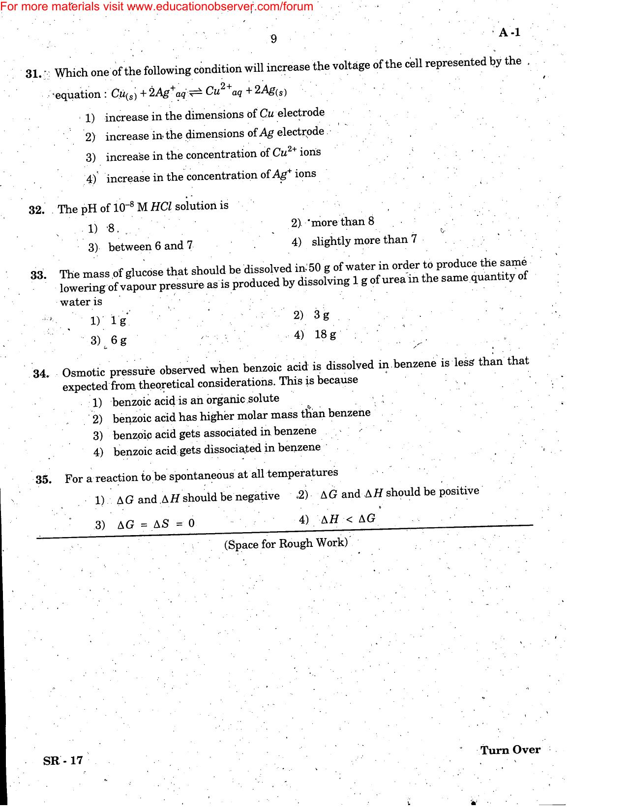 KEAM Paper II 2006 Question Paper - Page 9