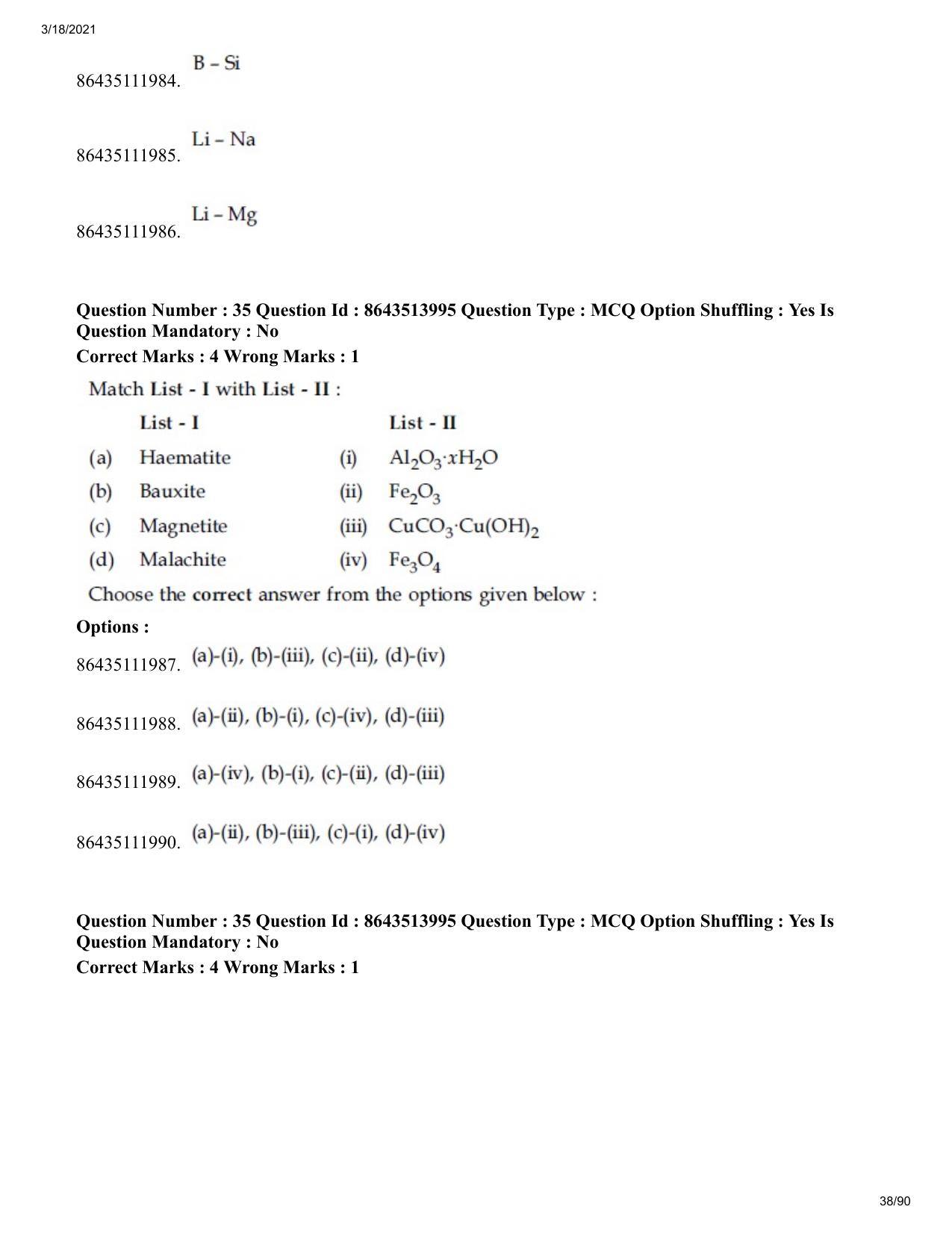 JEE Mains 2021: BTech EB (Shift 2) 17-03-2021 Question Paper - Page 38