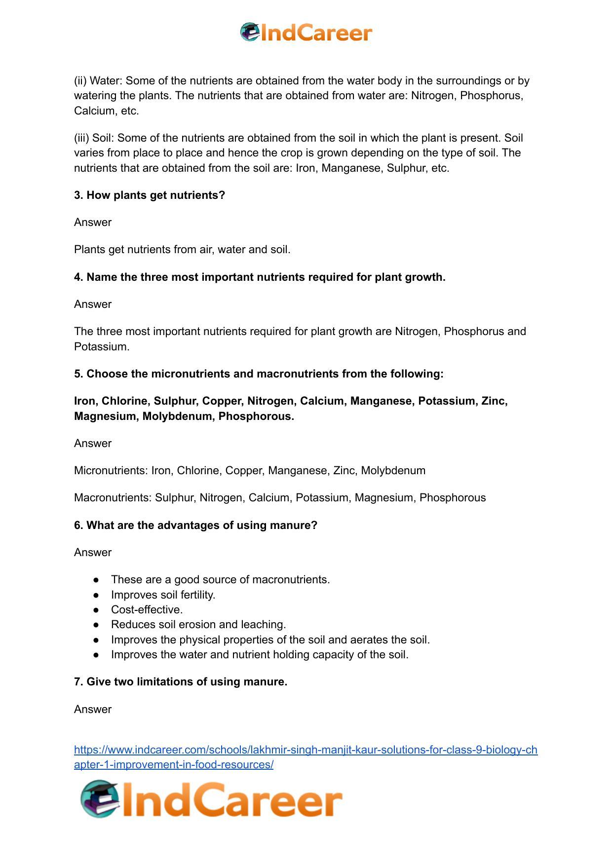 Lakhmir Singh Manjit Kaur  Solutions for Class 9 Biology: Chapter 1- Improvement In Food Resources - Page 3