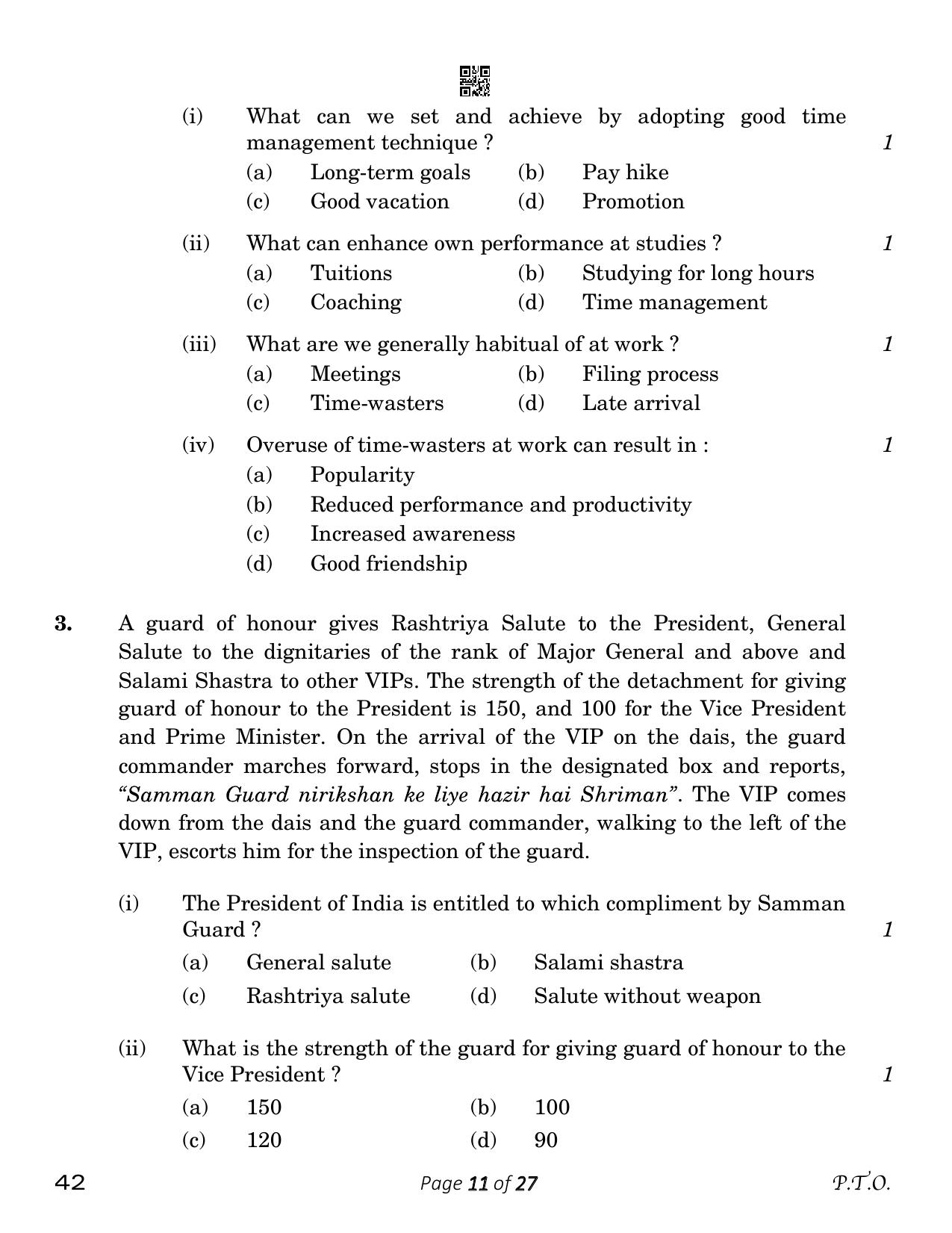 CBSE Class 12 NCC (Compartment) 2023 Question Paper - Page 11
