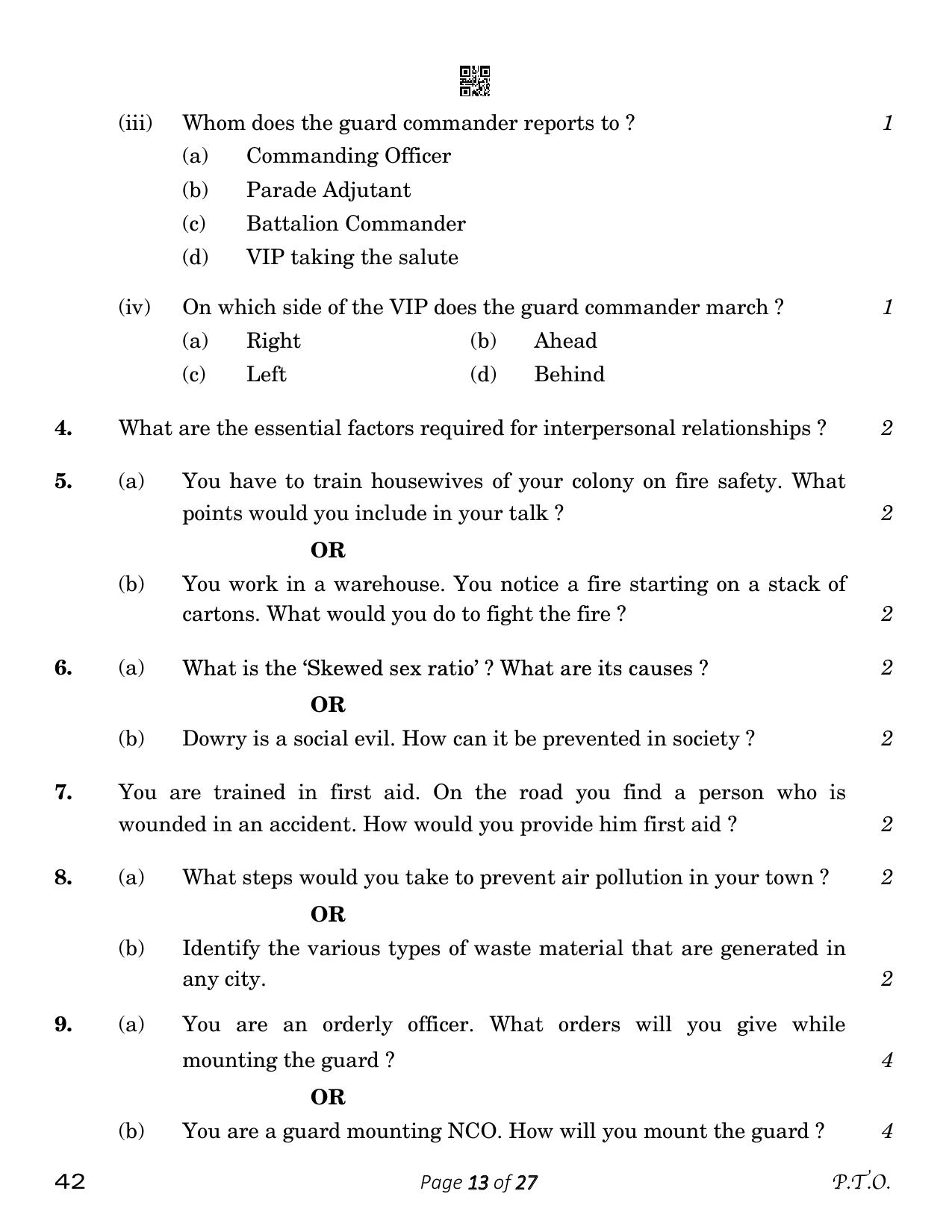CBSE Class 12 NCC (Compartment) 2023 Question Paper - Page 13
