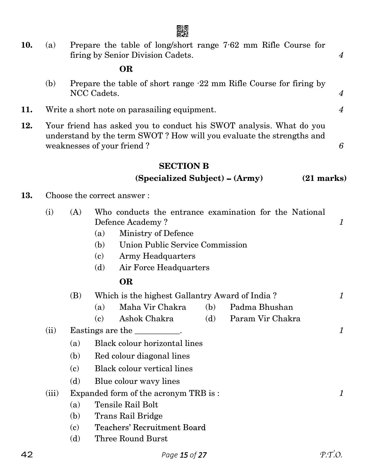 CBSE Class 12 NCC (Compartment) 2023 Question Paper - Page 15