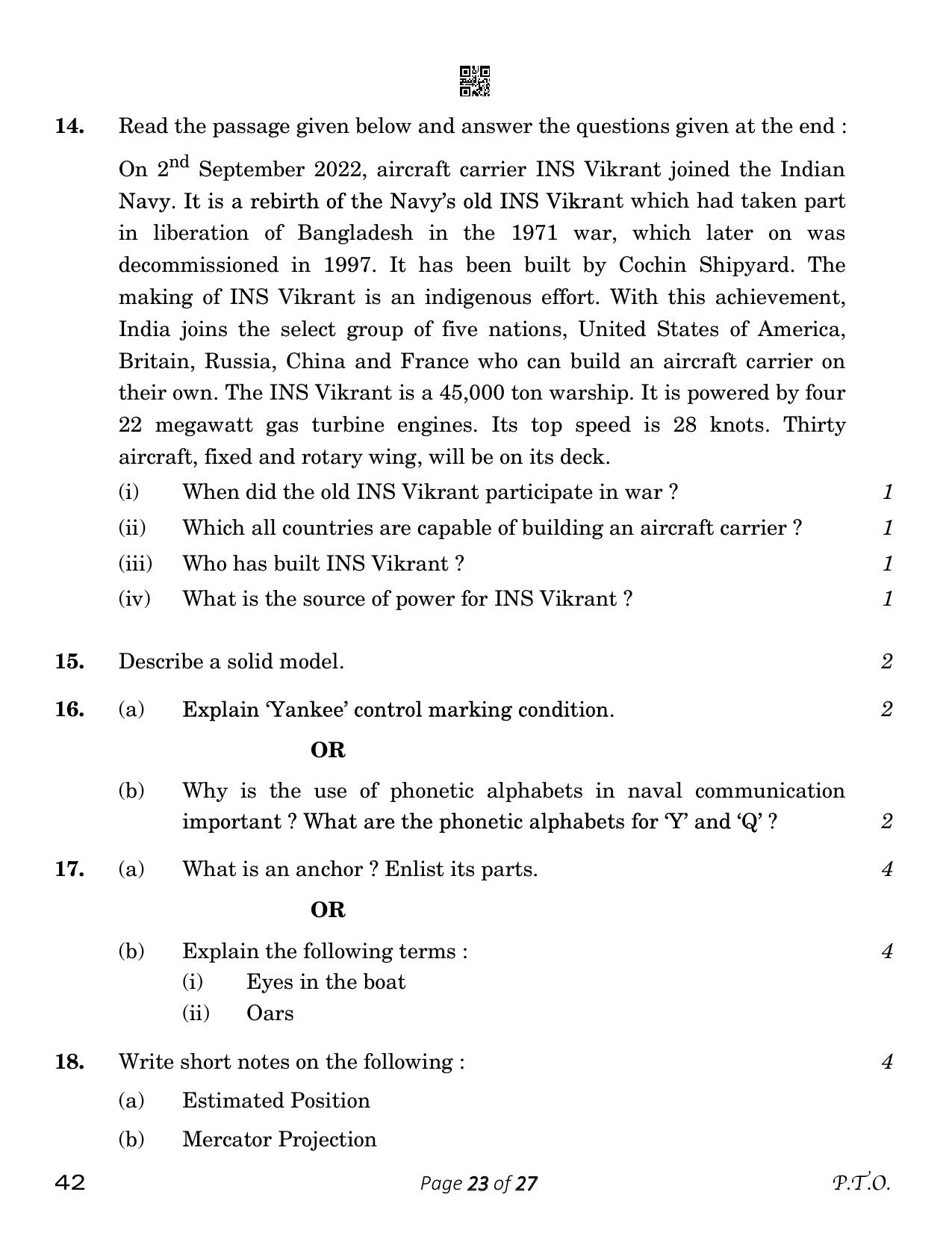 CBSE Class 12 NCC (Compartment) 2023 Question Paper - Page 23