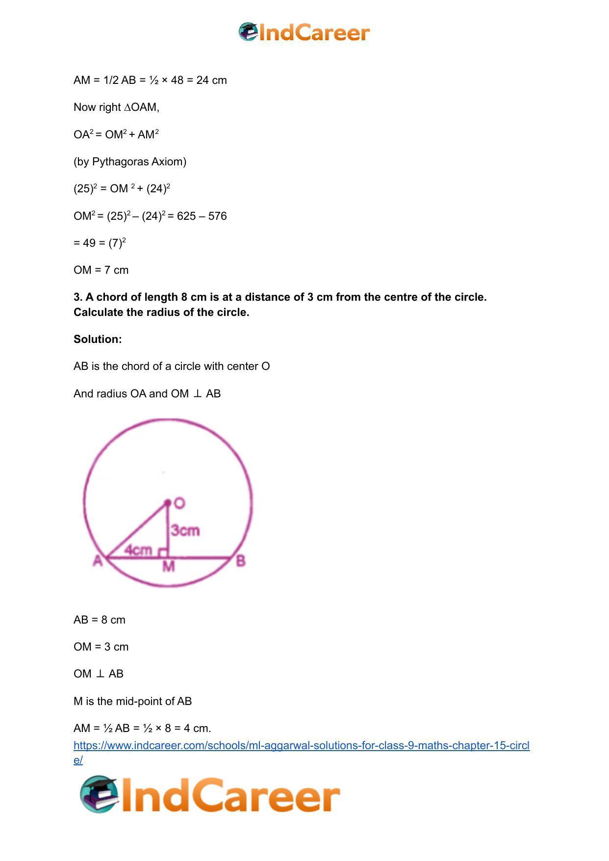 ML Aggarwal Solutions for Class 9 Maths Chapter 15- Circle - Page 4