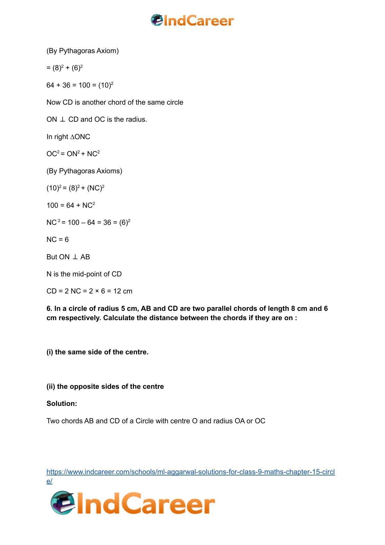 ML Aggarwal Solutions for Class 9 Maths Chapter 15- Circle - Page 7