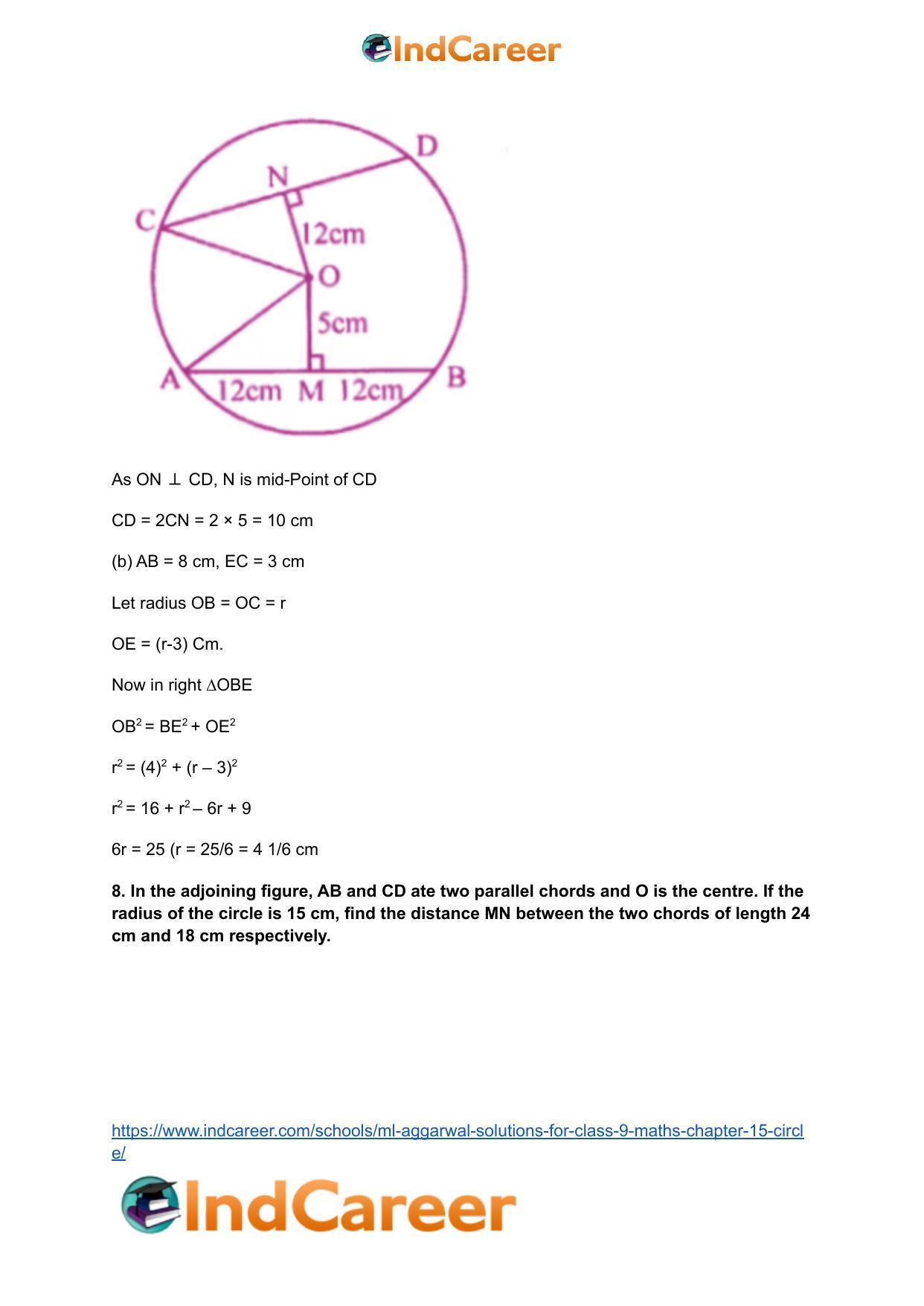 ML Aggarwal Solutions for Class 9 Maths Chapter 15- Circle - Page 12