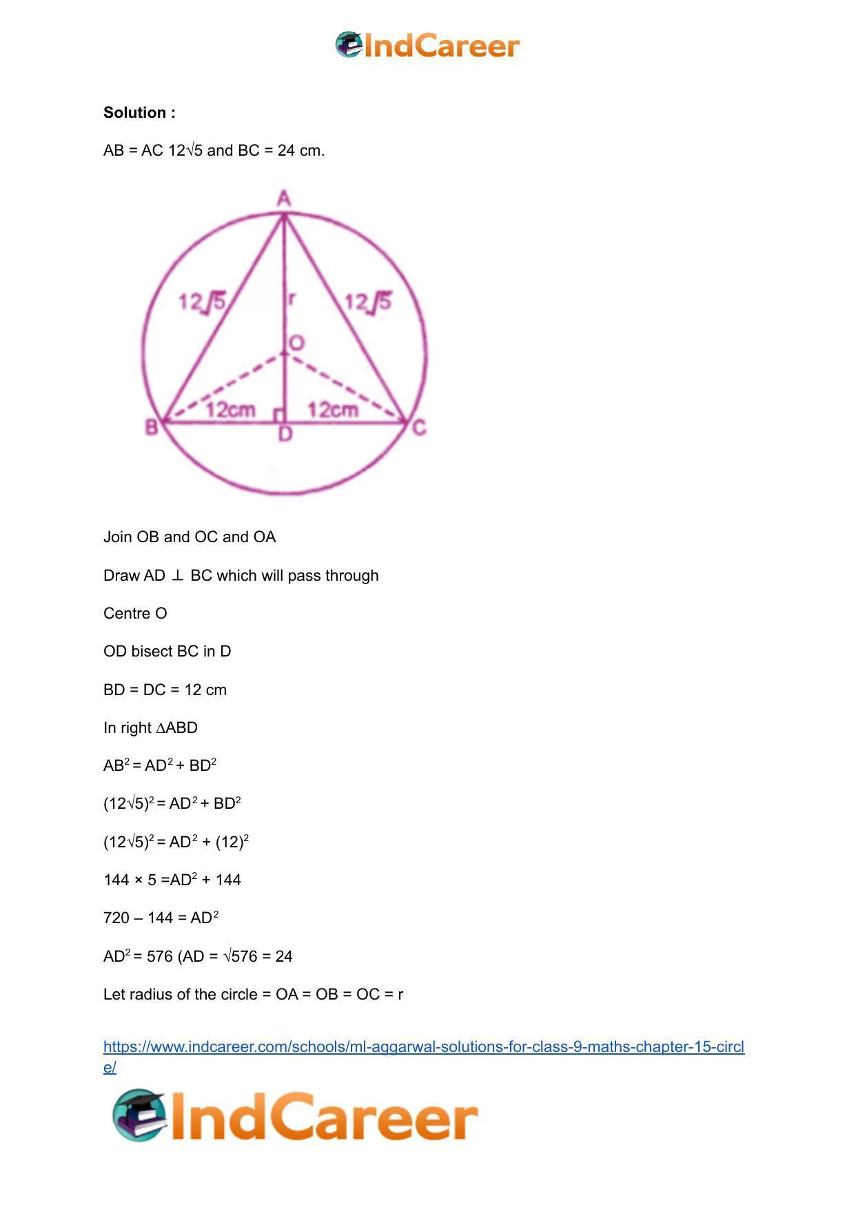 ML Aggarwal Solutions for Class 9 Maths Chapter 15- Circle - Page 16
