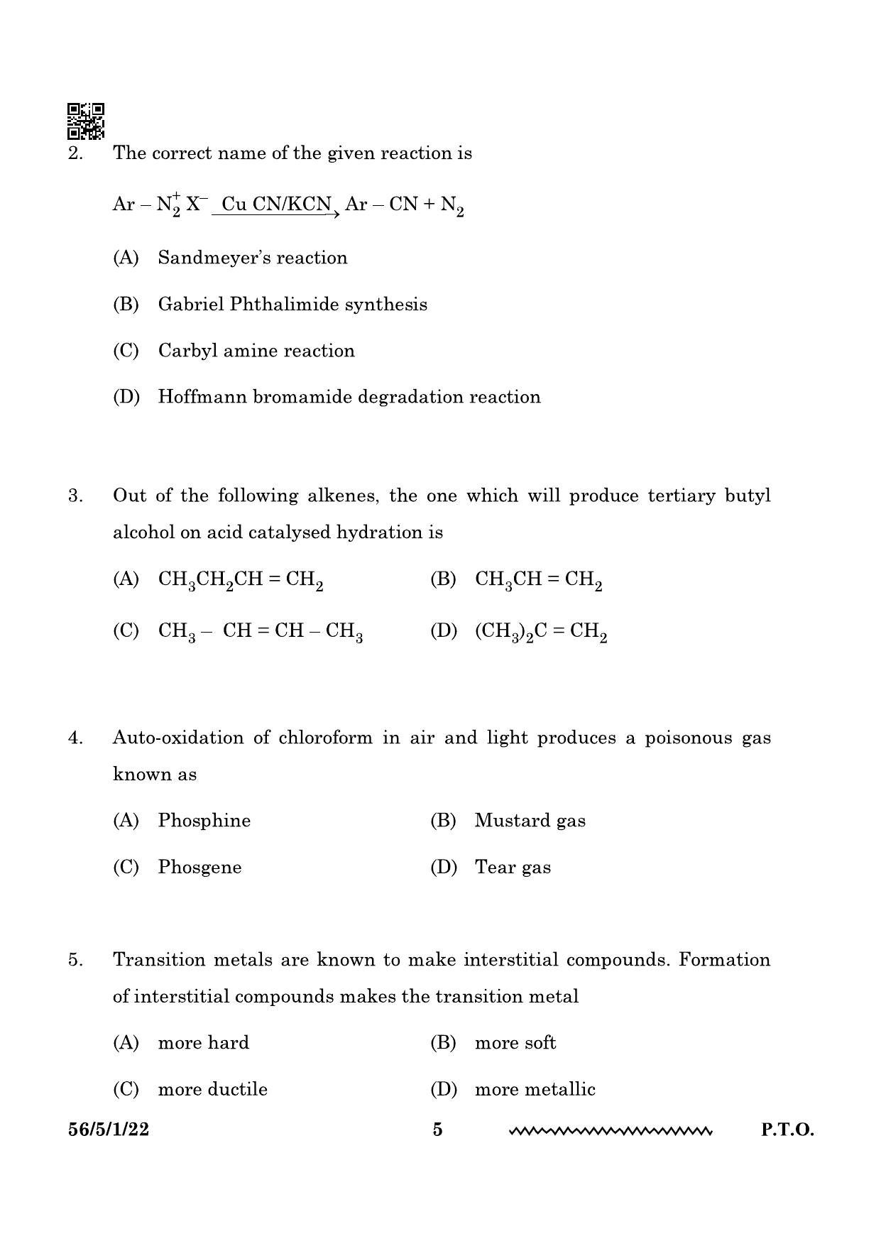 CBSE Class 12 56-5-1 Chemistry 2024 Question Paper - Page 5