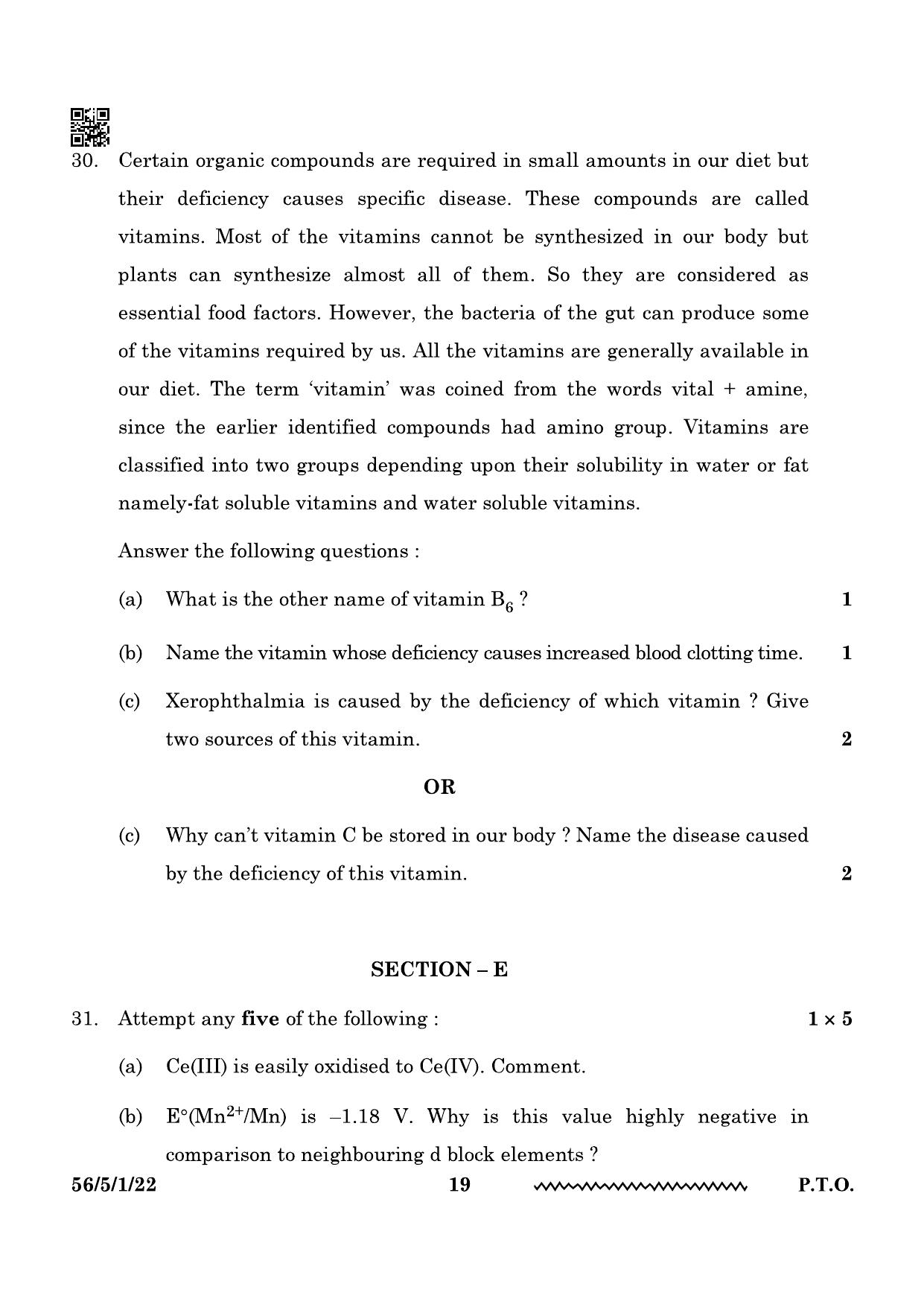 CBSE Class 12 56-5-1 Chemistry 2024 Question Paper - Page 19