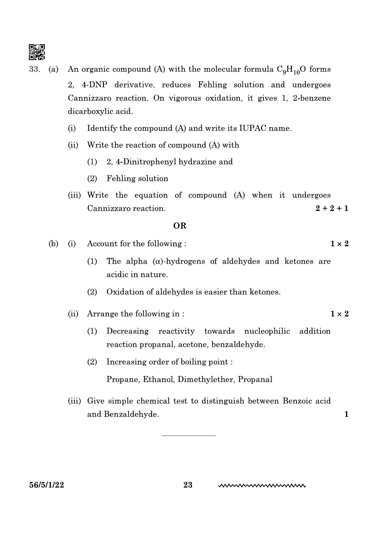 CBSE Class 12 56-5-1 Chemistry 2024 Question Paper - Page 23