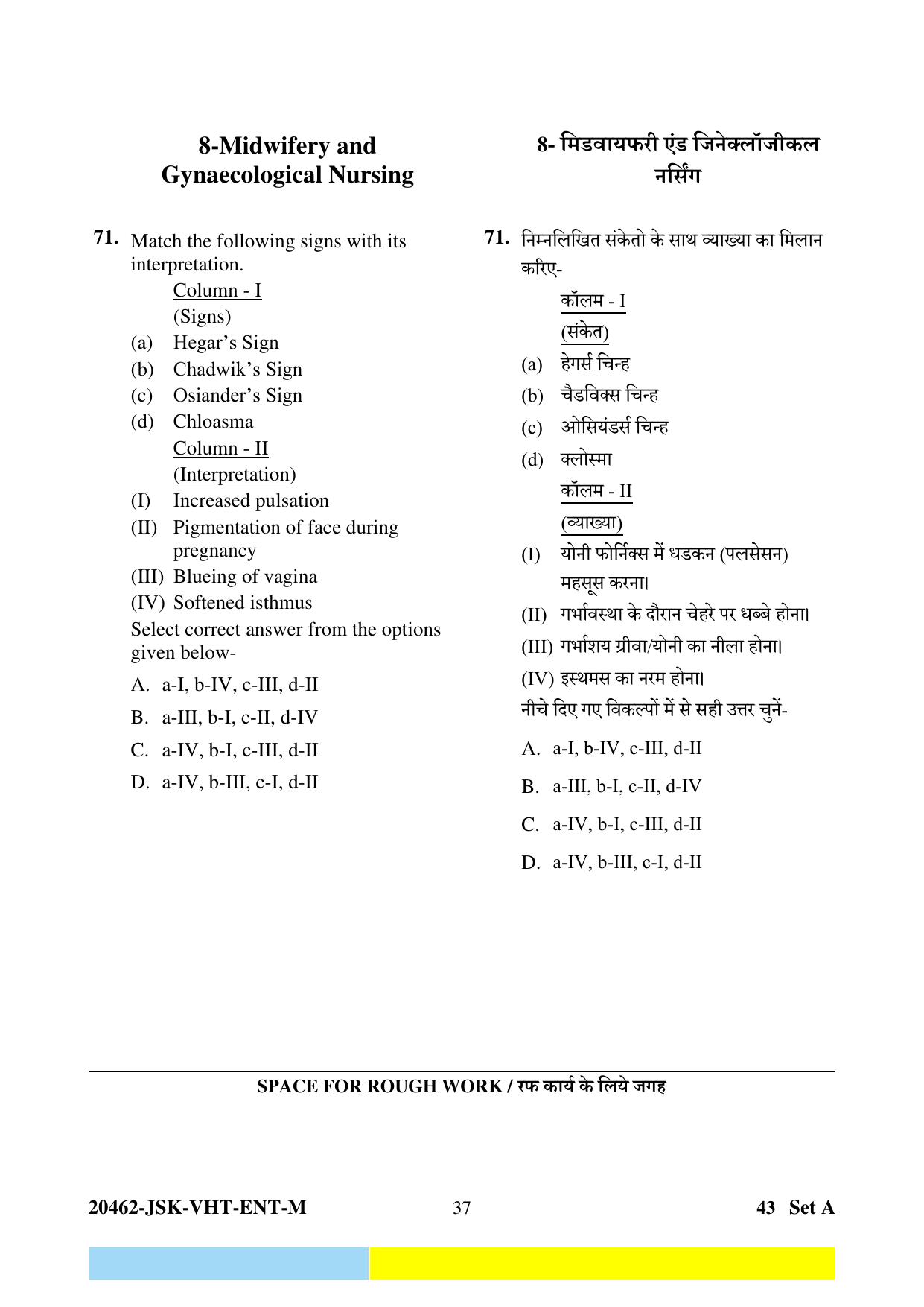CG Post Basic B.Sc Nursing 2024 Question Paper - Page 37