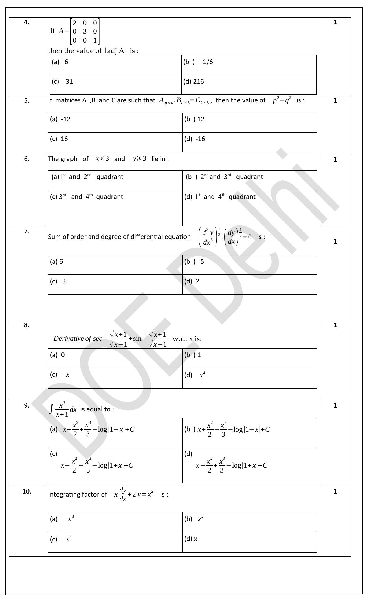 Edudel Class 12 Math (English) Practice Papers-1 (2023-24) - Page 2