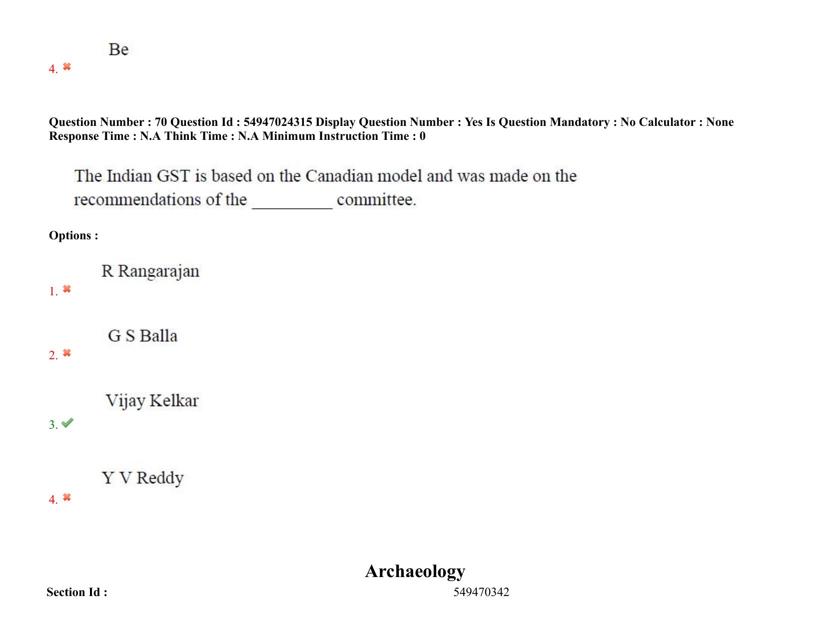 AP RCET 2022: Archaeology -  18-10-2022 (Tuesday) Session-I: Question Paper With keys - Page 55