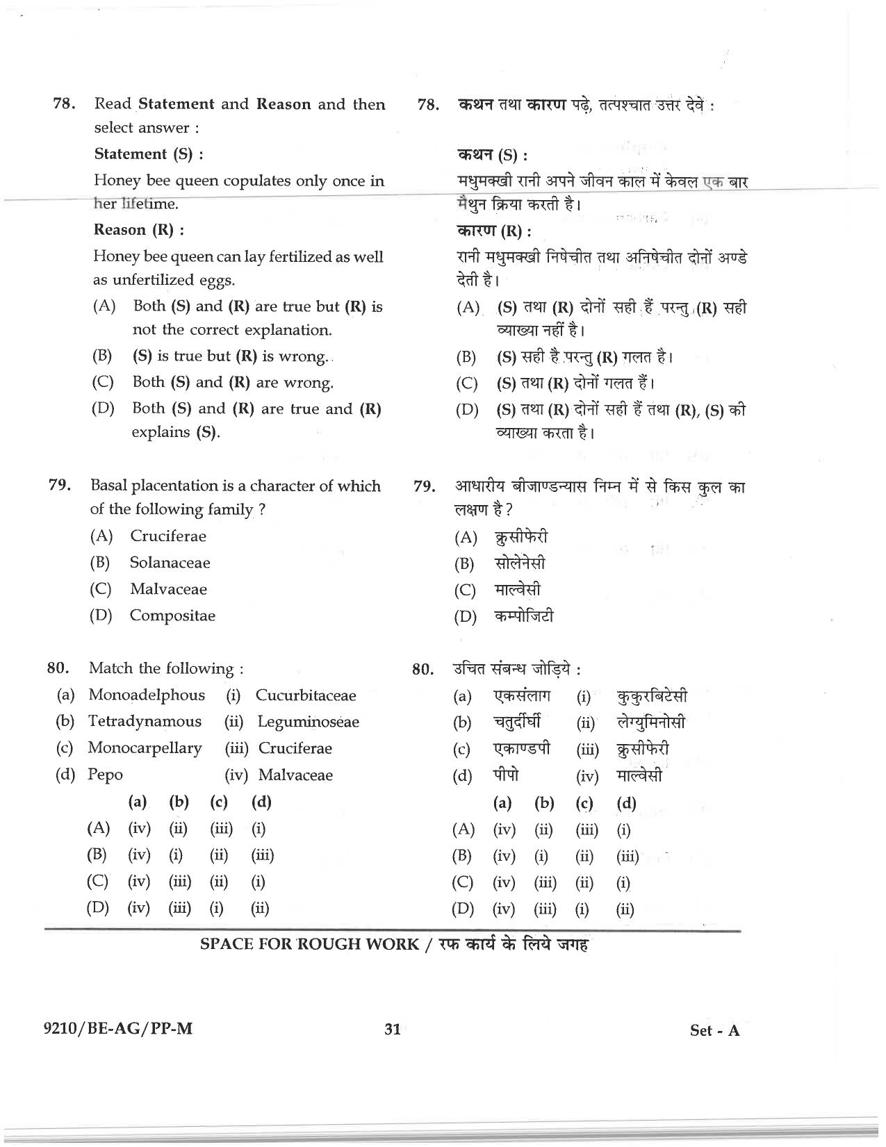 CG PAT / PVPT 2019  AGRICULTURE Question Papers - Page 31