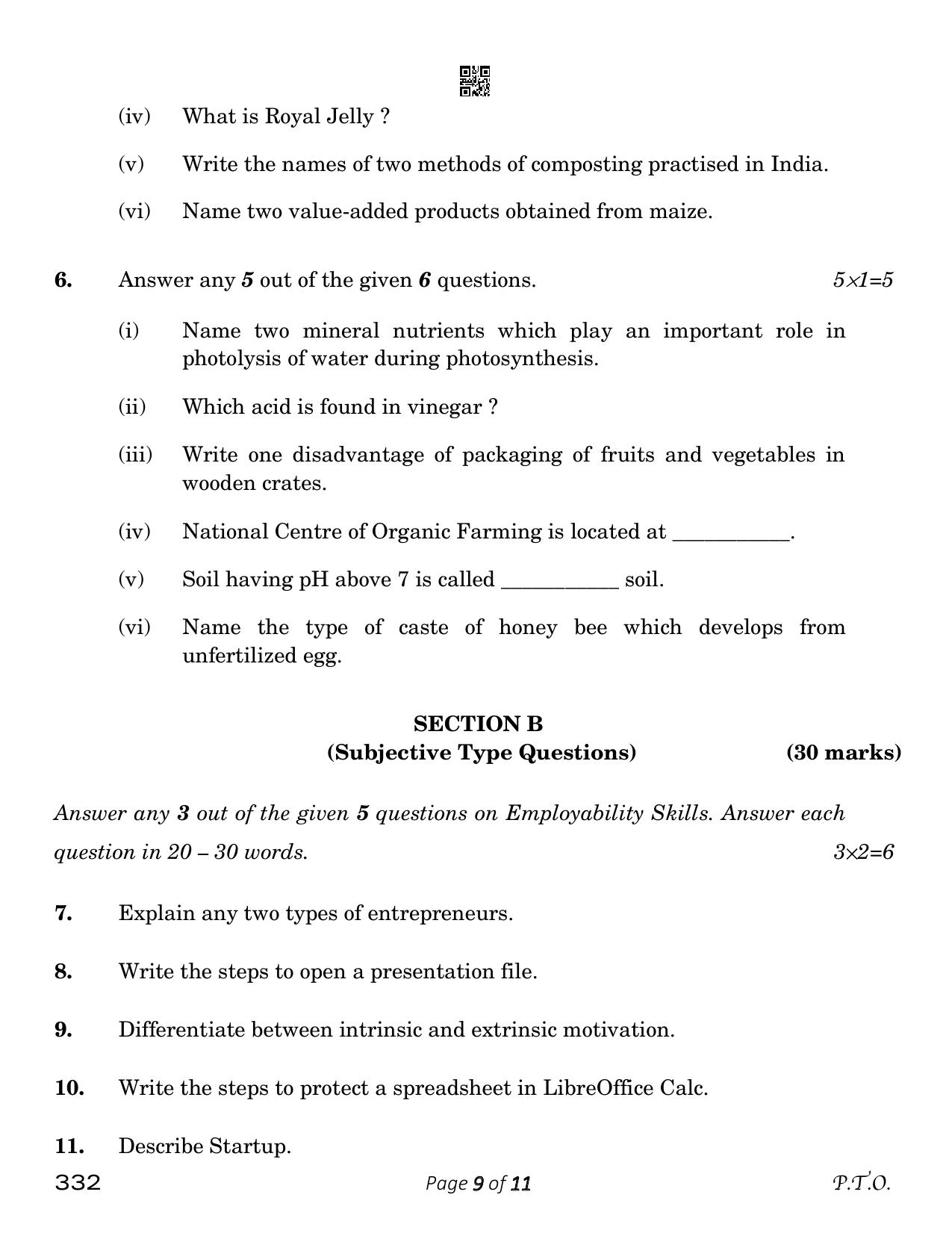 CBSE Class 12 Agriculture (Compartment) 2023 Question Paper - Page 9