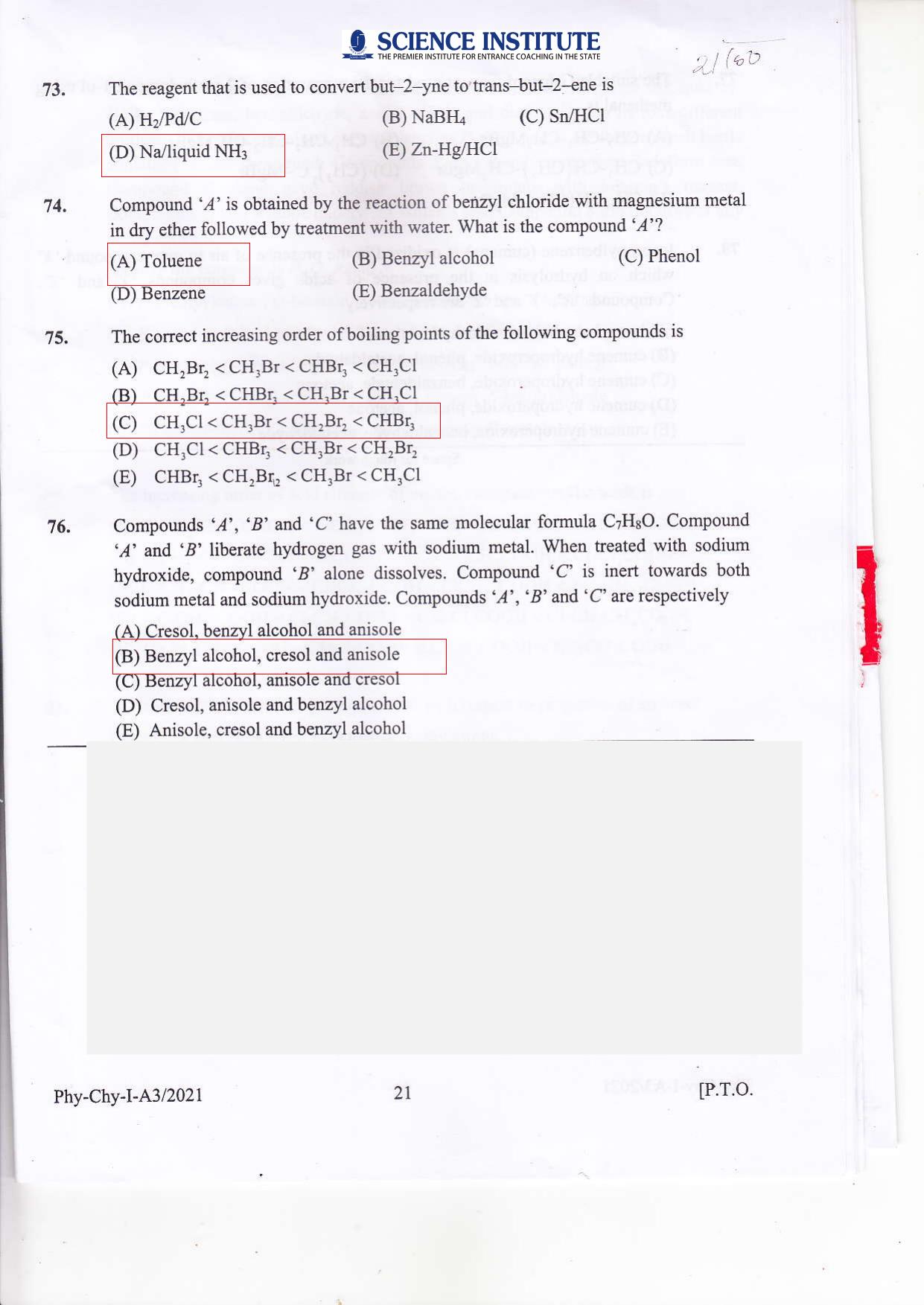KEAM Paper I 2021 Question Paper - Page 20