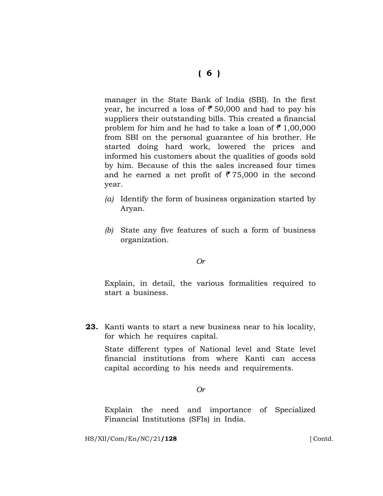 Meghalaya Board (MBOSE) Class 12 ENTREPRENEURSHIP (New Course) (HS-XII-Com-En-NC-21) 2021 Question Paper - Page 6