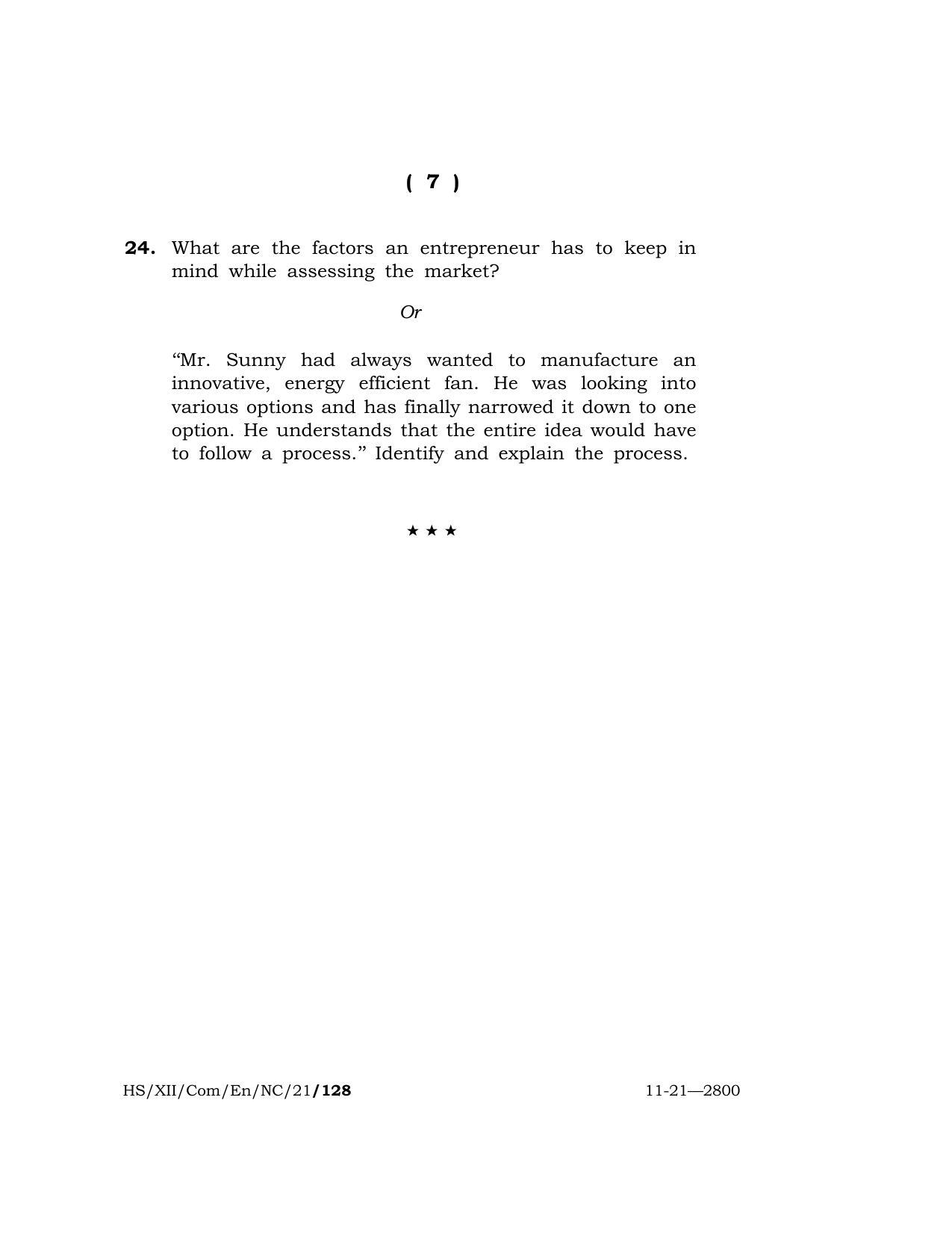 Meghalaya Board (MBOSE) Class 12 ENTREPRENEURSHIP (New Course) (HS-XII-Com-En-NC-21) 2021 Question Paper - Page 7