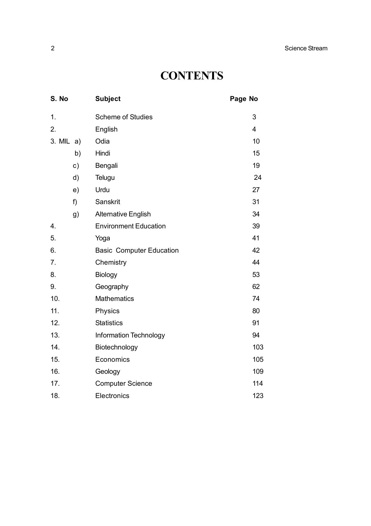 CHSE Odisha Class 12 Syllabus for Science - Page 2