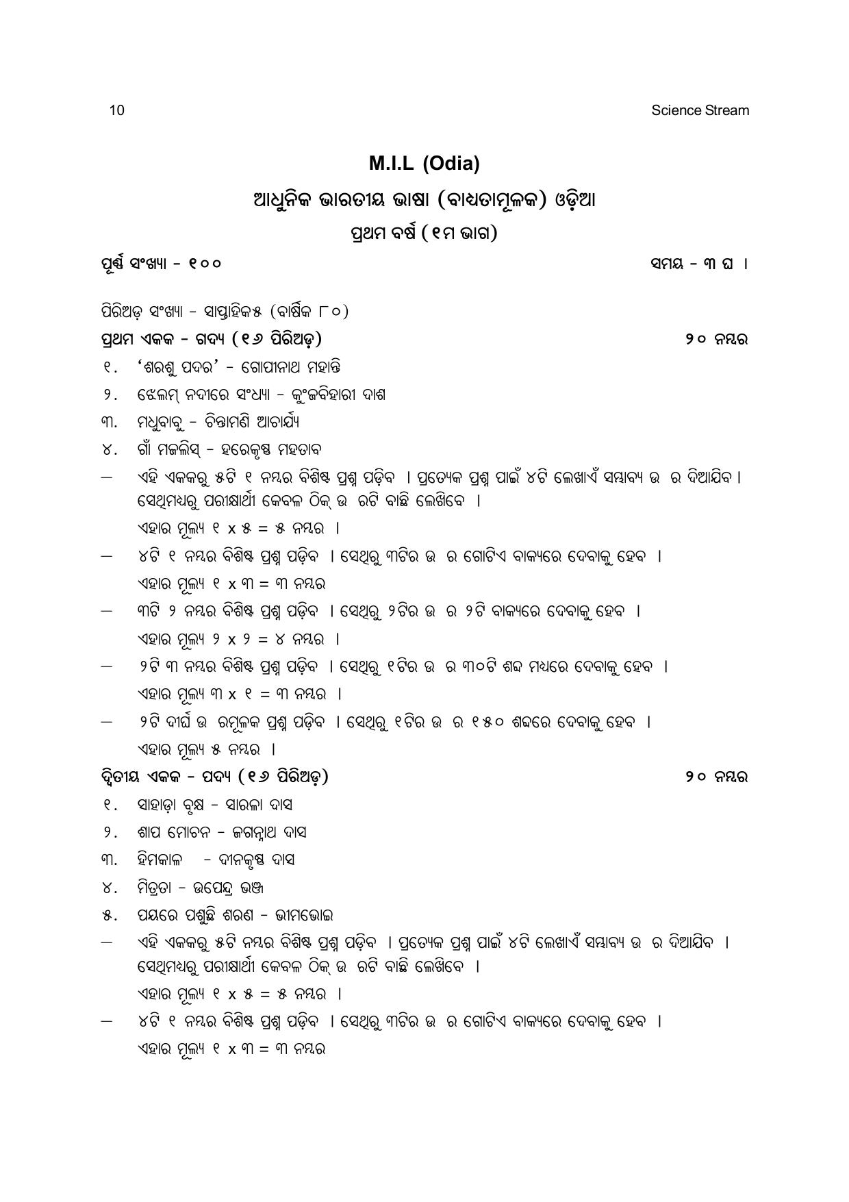 CHSE Odisha Class 12 Syllabus for Science - Page 10
