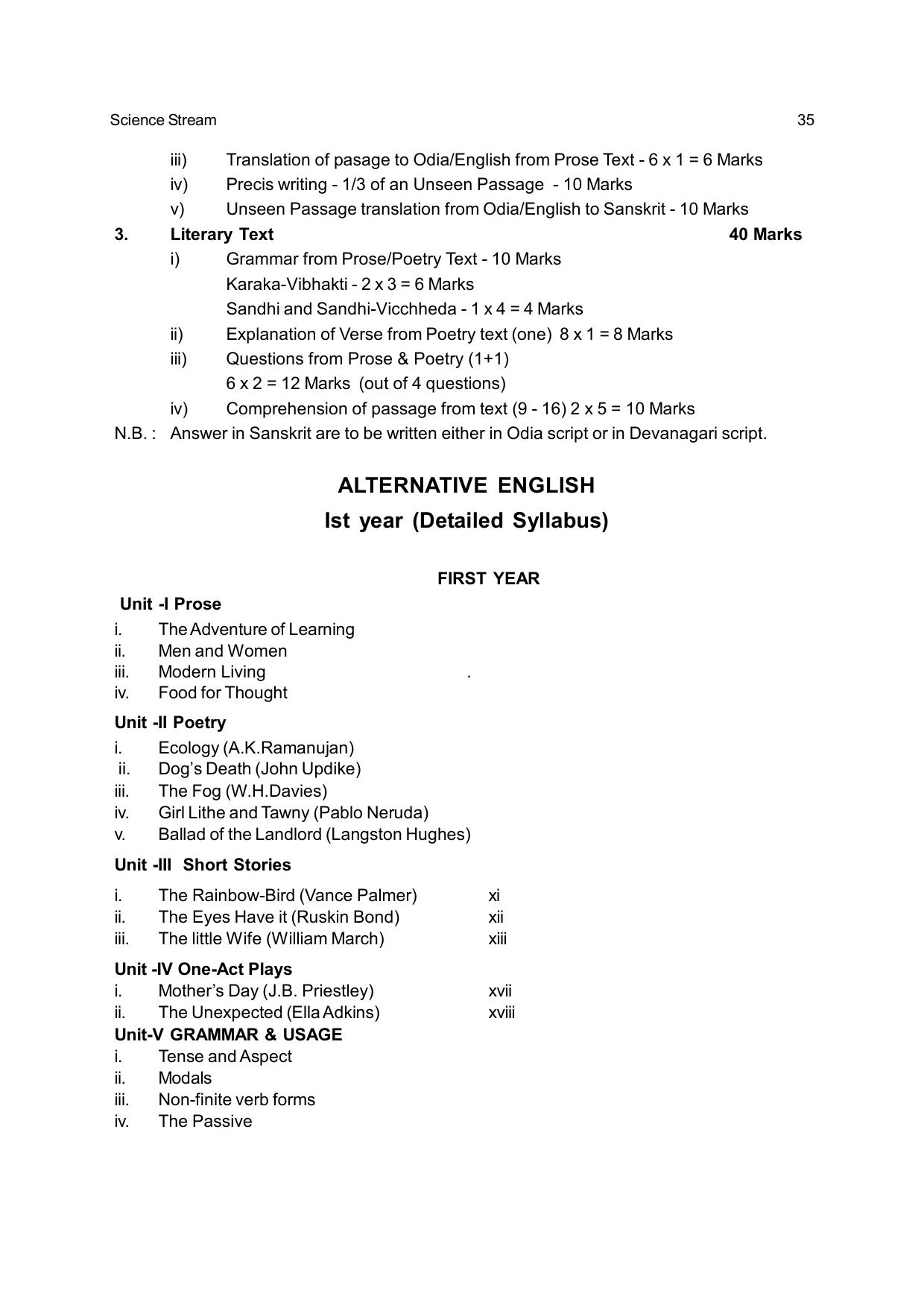 CHSE Odisha Class 12 Syllabus for Science - Page 35