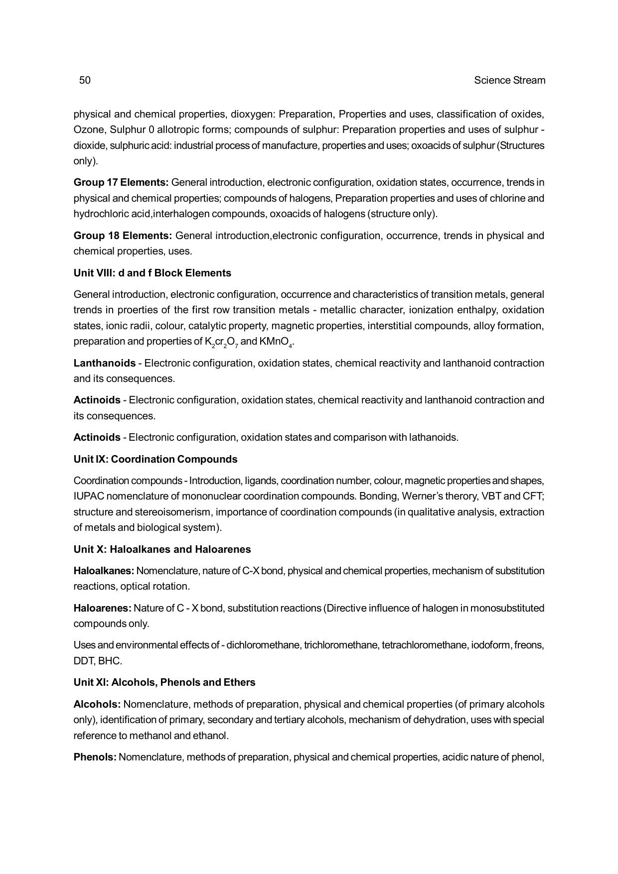 CHSE Odisha Class 12 Syllabus for Science - Page 50