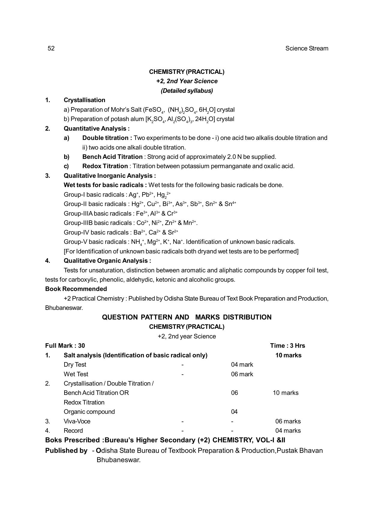 CHSE Odisha Class 12 Syllabus for Science - Page 52