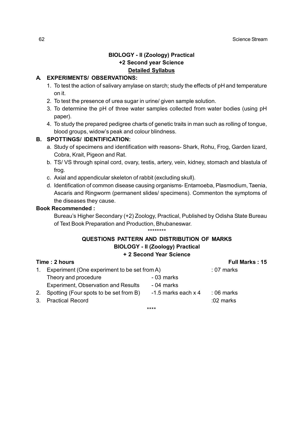 CHSE Odisha Class 12 Syllabus for Science - Page 62