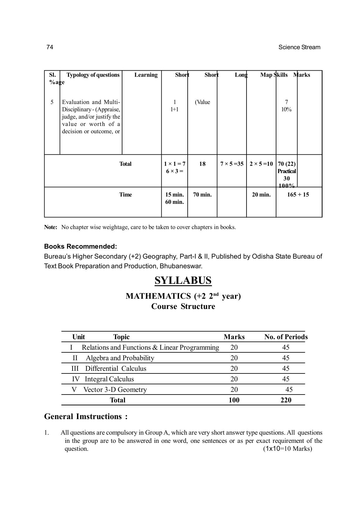 CHSE Odisha Class 12 Syllabus for Science - Page 74