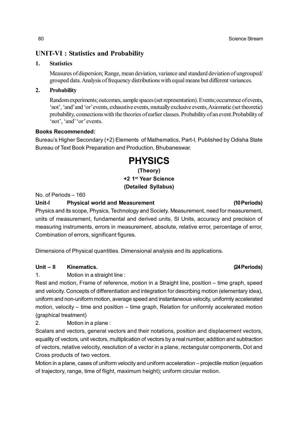 CHSE Odisha Class 12 Syllabus for Science - Page 80
