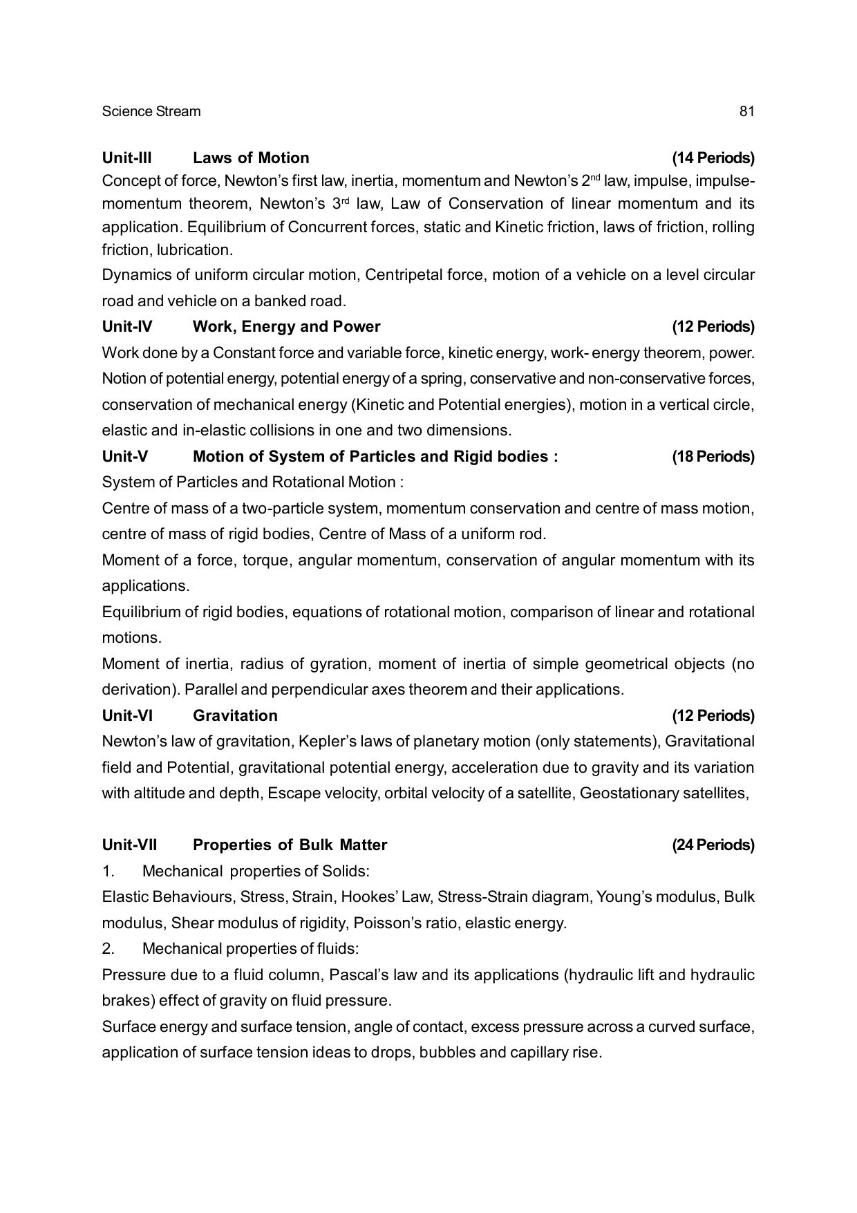 CHSE Odisha Class 12 Syllabus for Science - Page 81