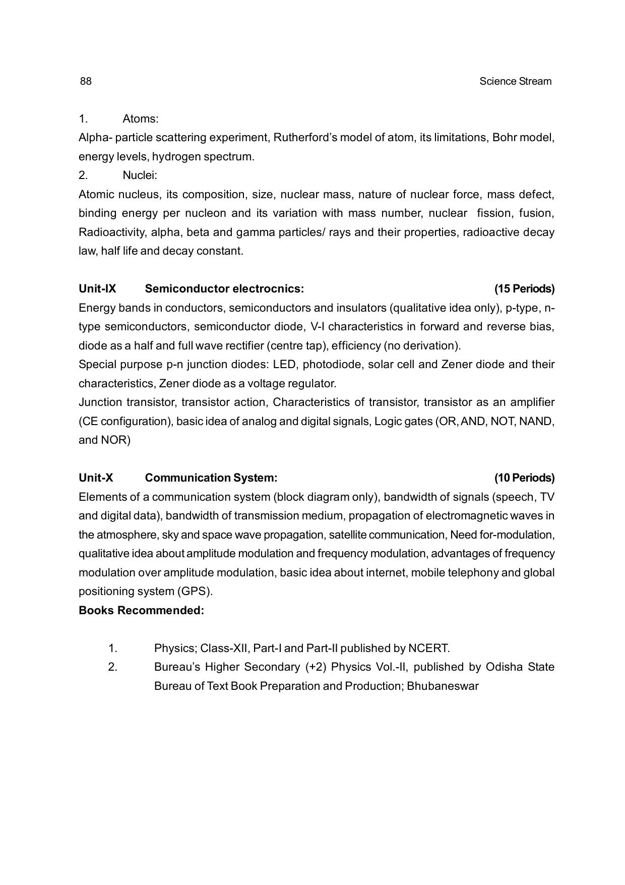 CHSE Odisha Class 12 Syllabus for Science - Page 88