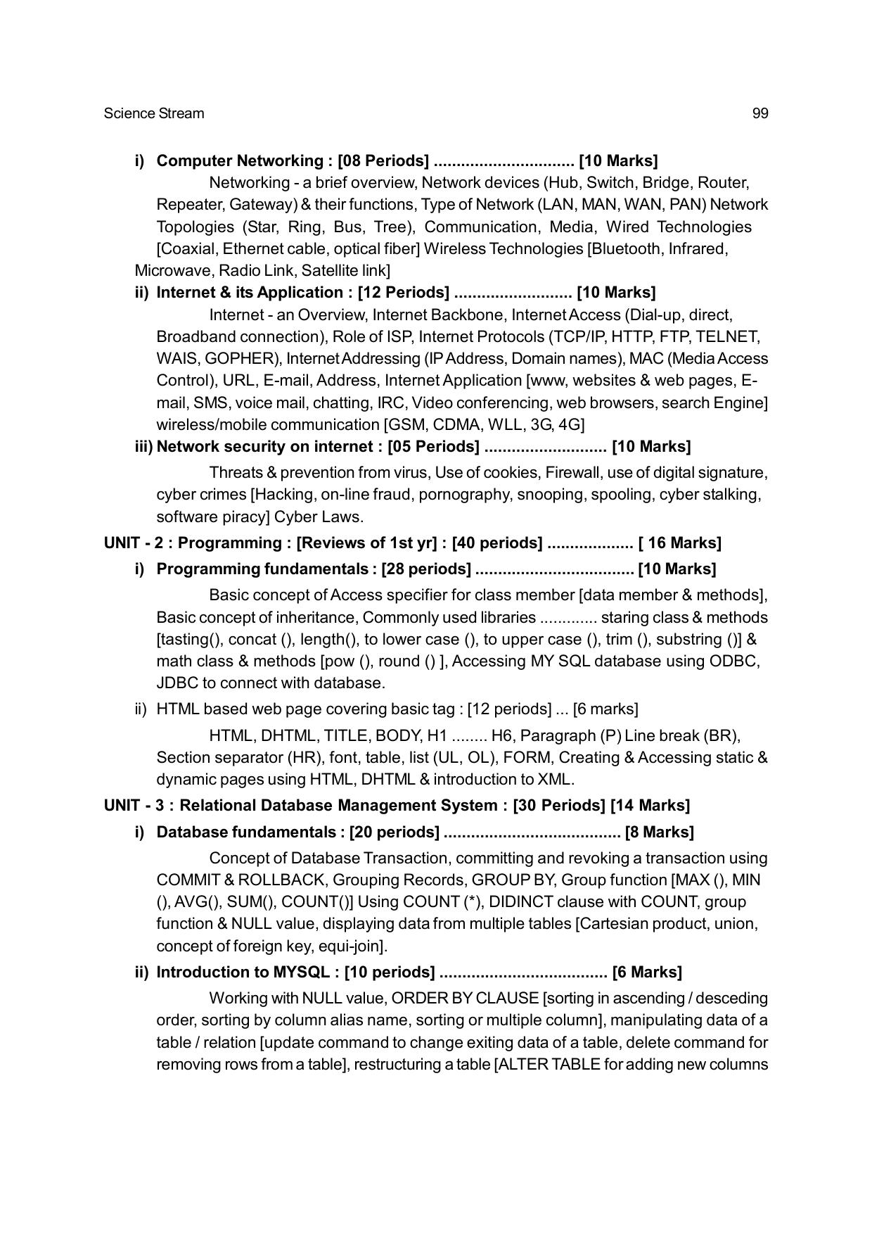 CHSE Odisha Class 12 Syllabus for Science - Page 99