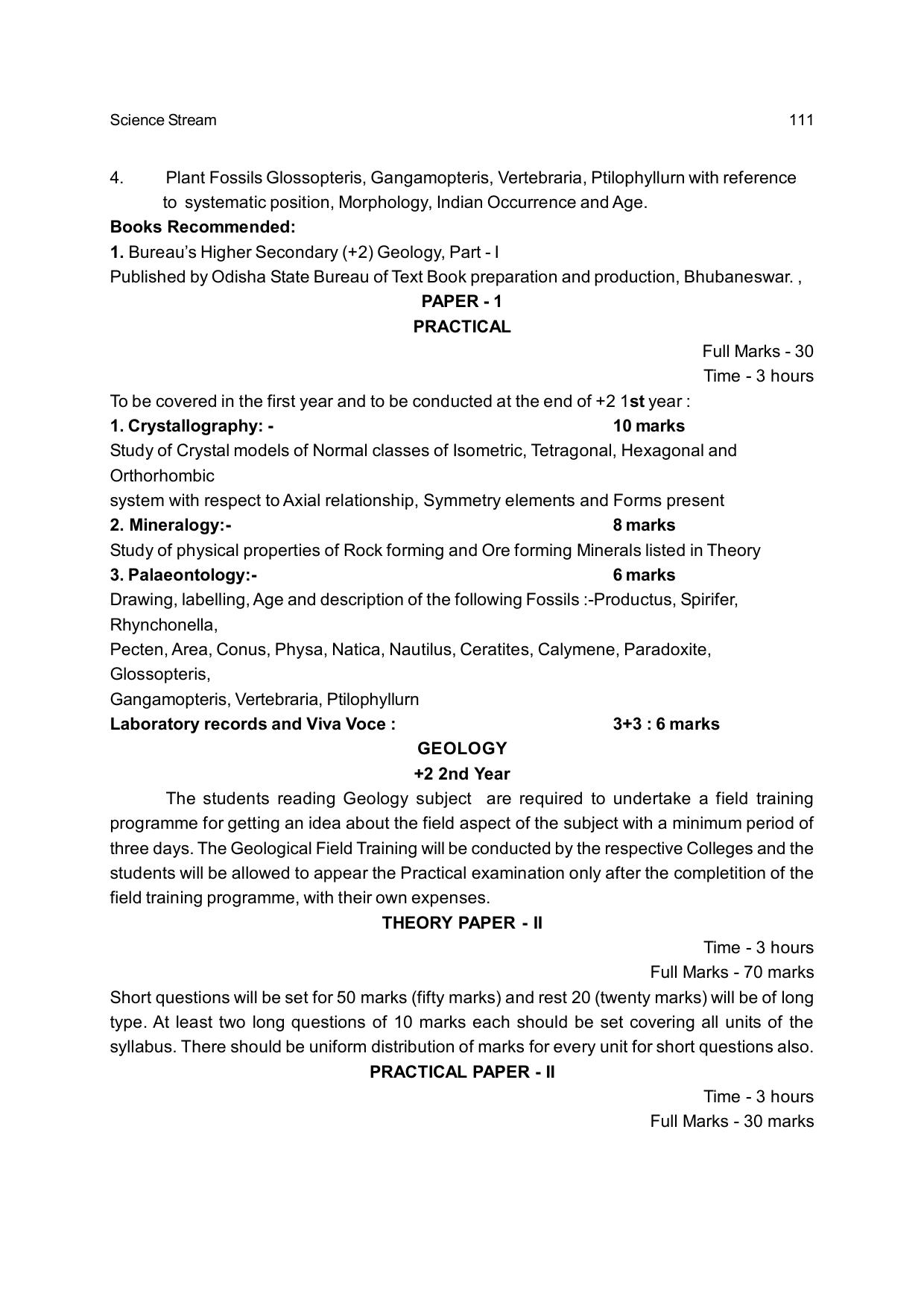 CHSE Odisha Class 12 Syllabus for Science - Page 111