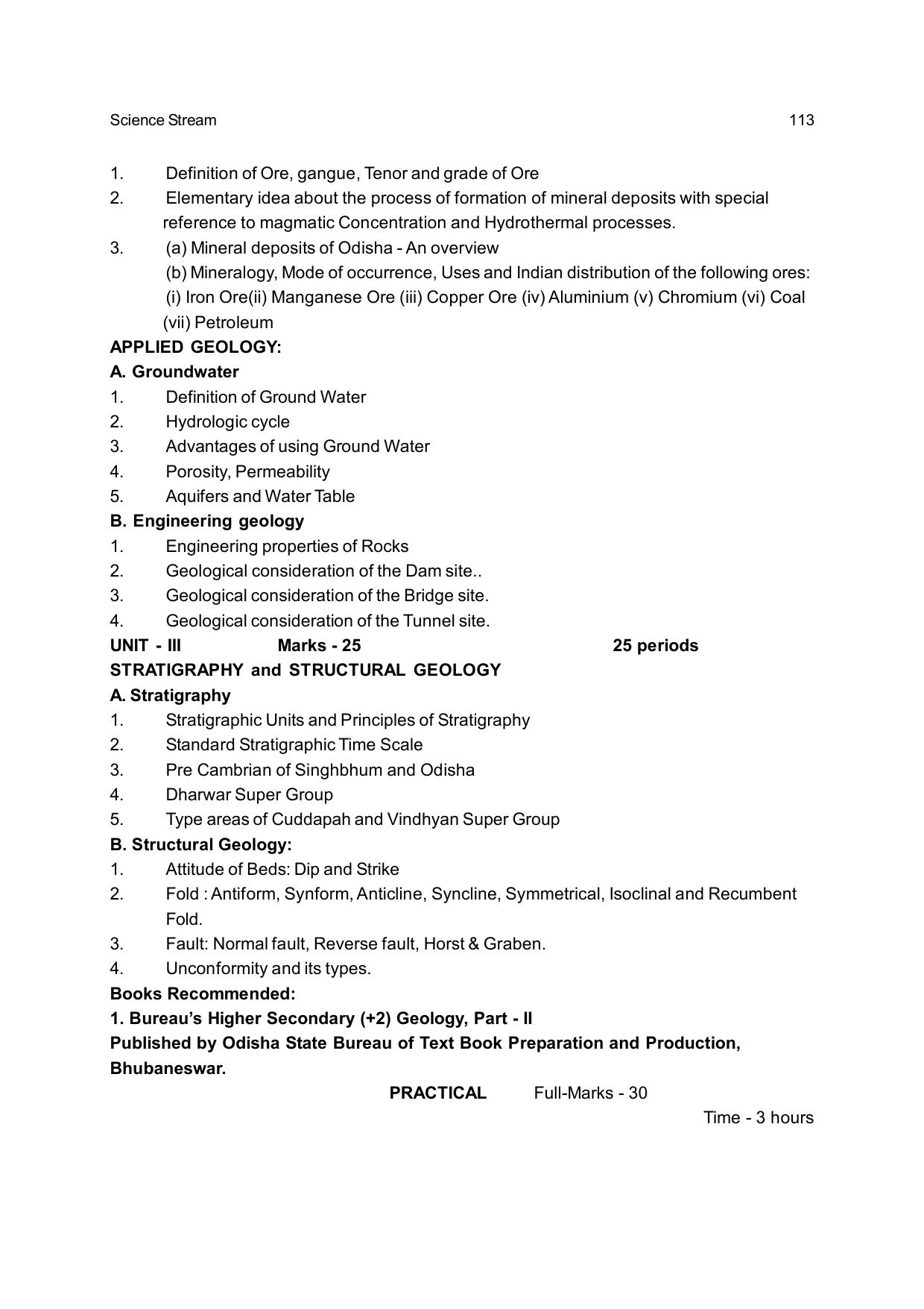CHSE Odisha Class 12 Syllabus for Science - Page 113