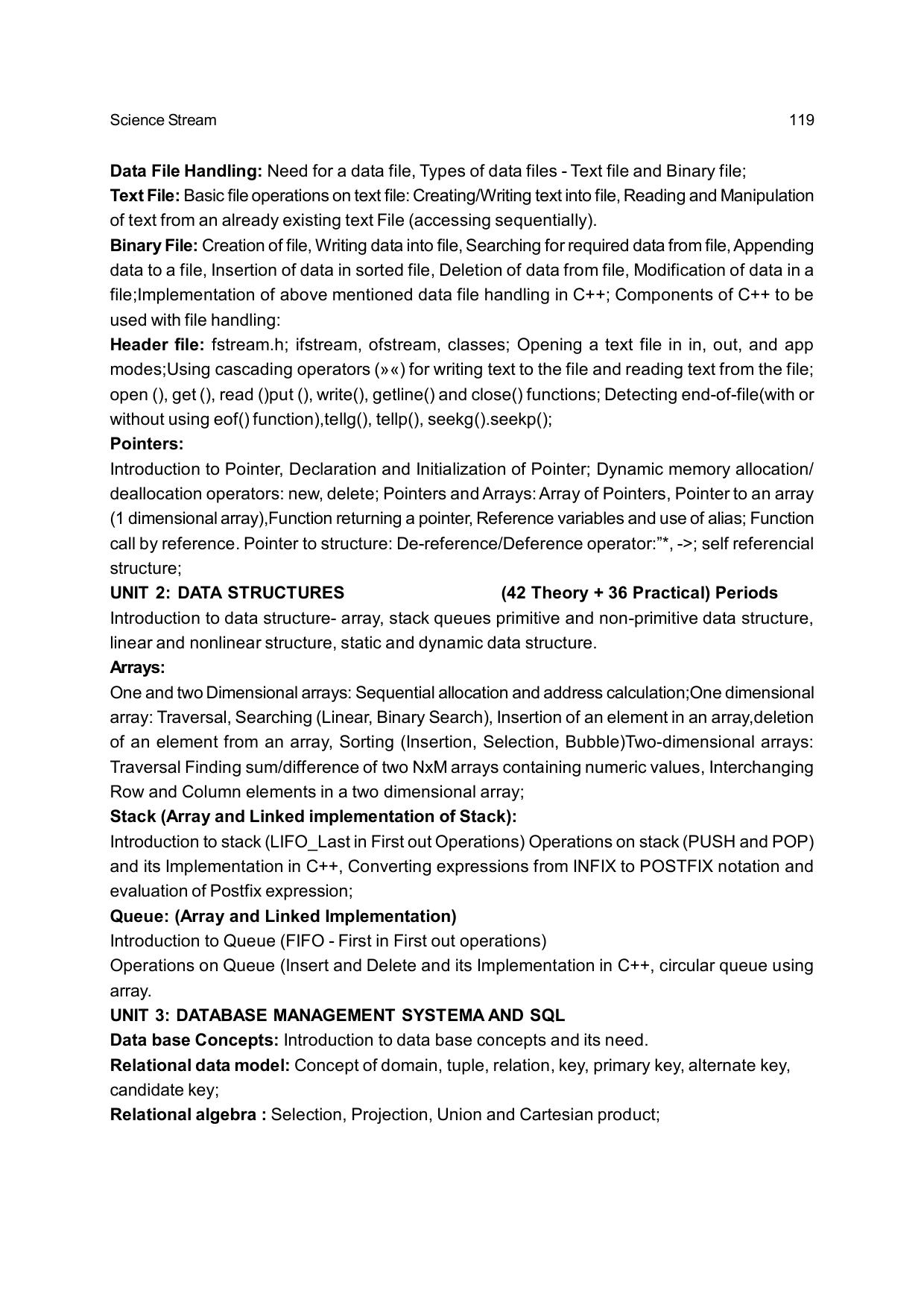 CHSE Odisha Class 12 Syllabus for Science - Page 119
