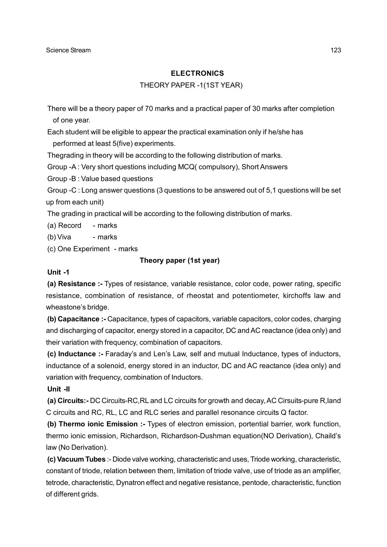 CHSE Odisha Class 12 Syllabus for Science - Page 123