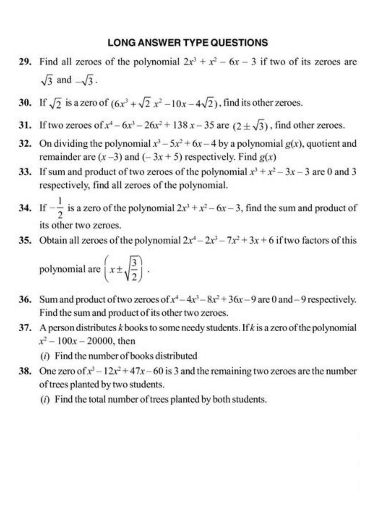 Class 10 Notes, Question & Practice Paper - Mathematics (Topic 2 : Polynomials) - Page 6