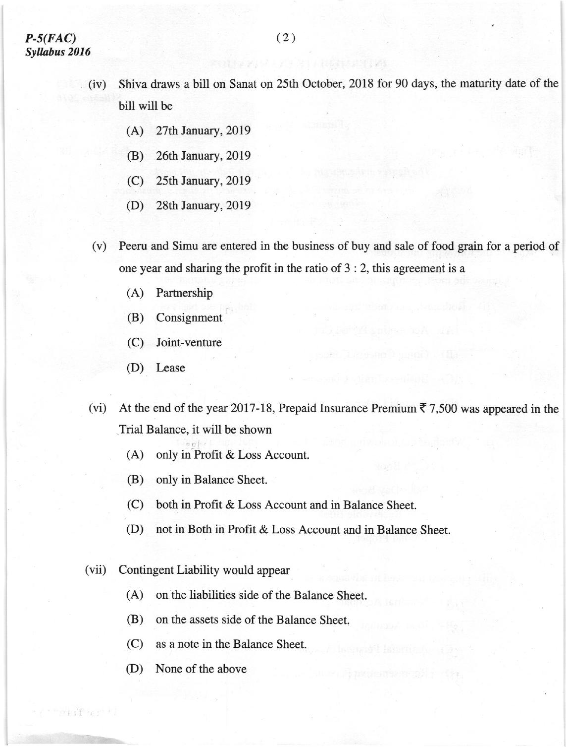 ICMAI Dec 2018 Financial Accounting Question Paper - Page 2