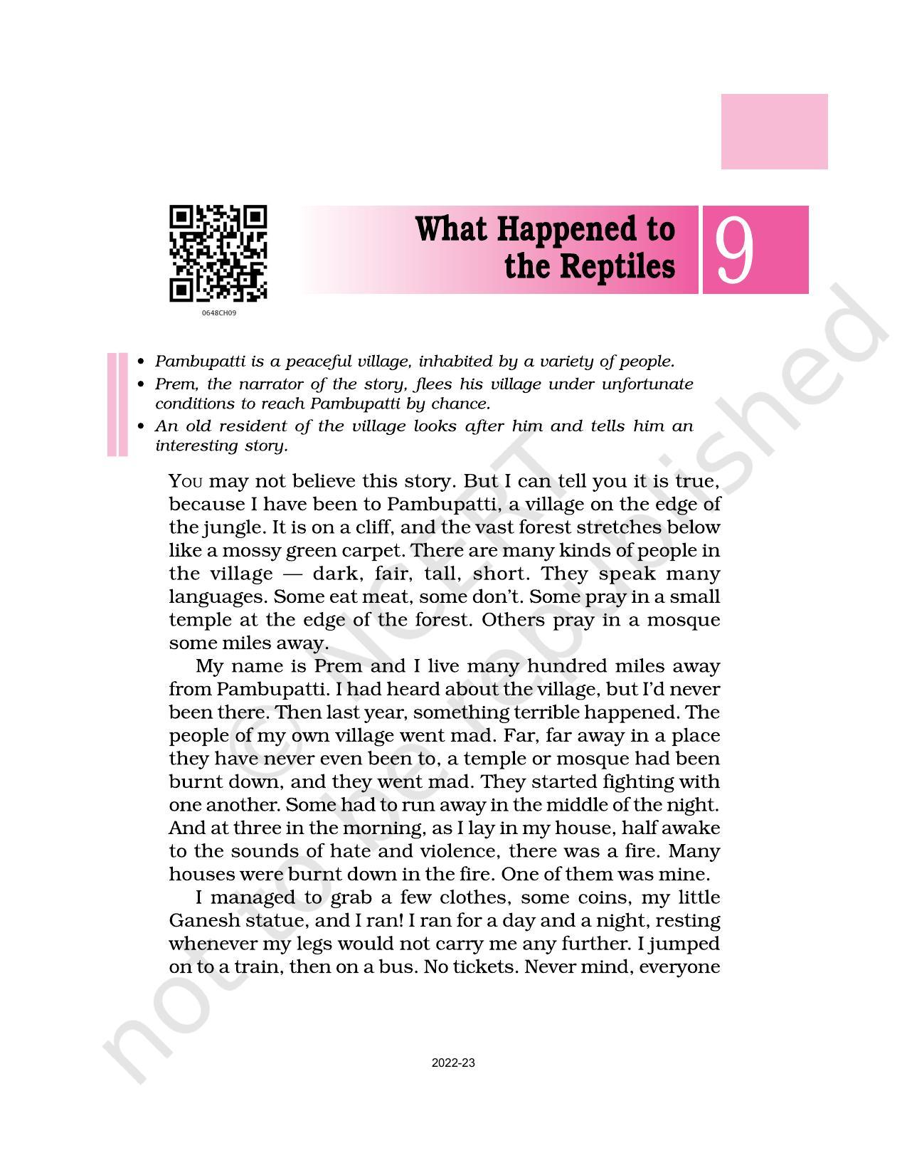 NCERT Book for Class 6 English(A Pact with the Sun) : Chapter 9-What Happened to the Reptiles - Page 1