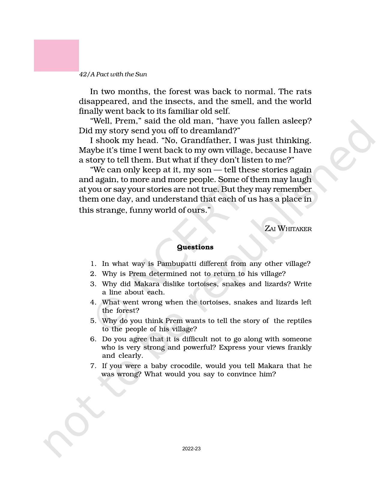 NCERT Book for Class 6 English(A Pact with the Sun) : Chapter 9-What Happened to the Reptiles - Page 10
