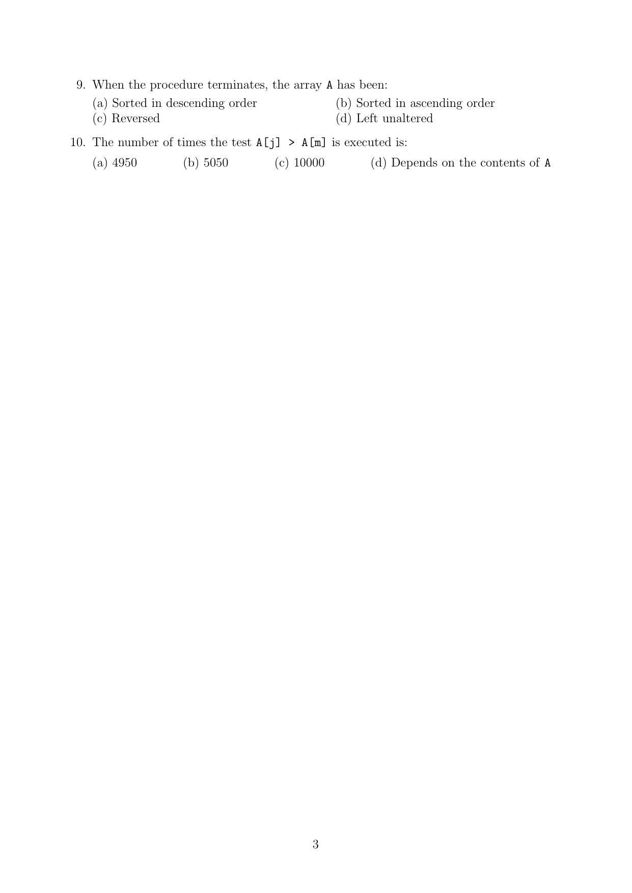 CMI Entrance Exam 2019 Question Paper MSc/PhD Computer Science - Page 3