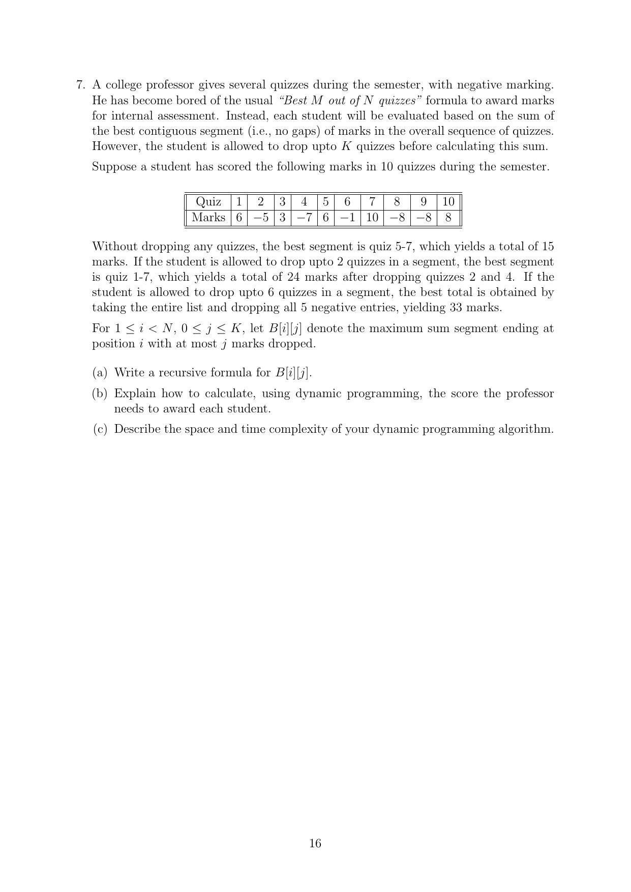 CMI Entrance Exam 2019 Question Paper MSc/PhD Computer Science - Page 16