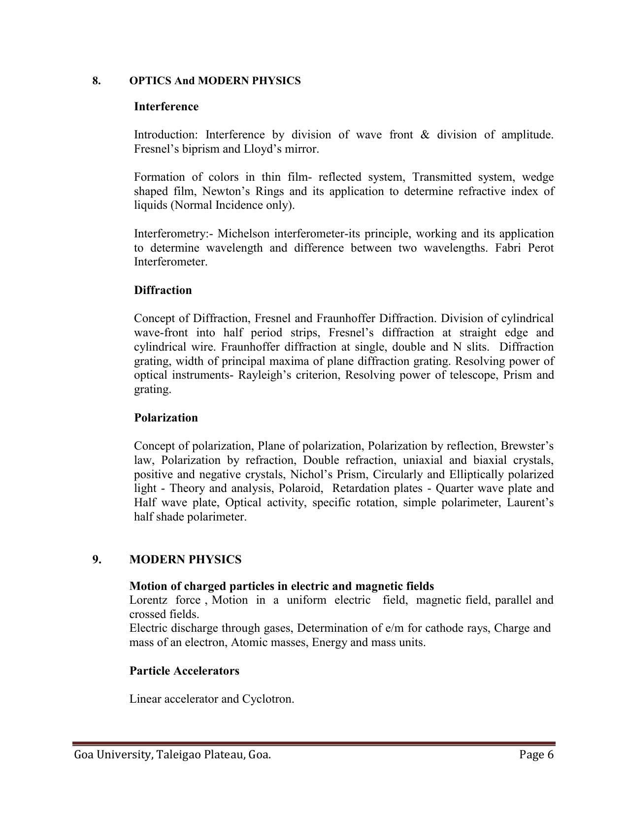 GU ART Physics Syllabus - Page 6