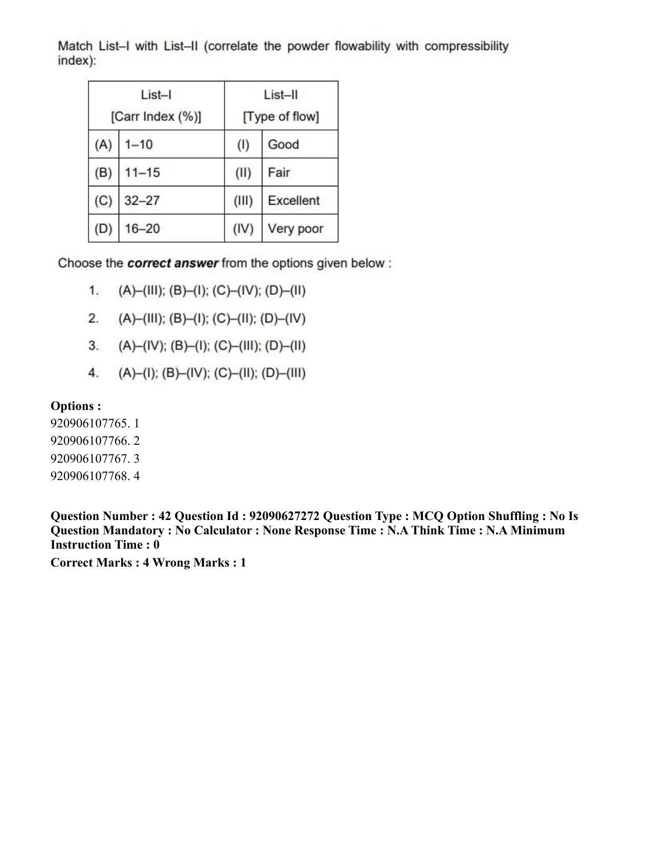 CUET PG 2023: SCQP23 – Pharmacy (Eng) - Shift 3 (26-06-2023) Question Paper - Page 43