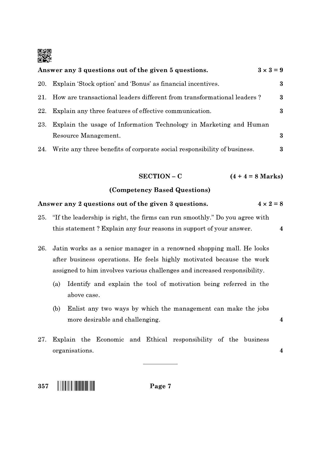 CBSE Class 12 357 Business Administration 2022 Question Paper - Page 7